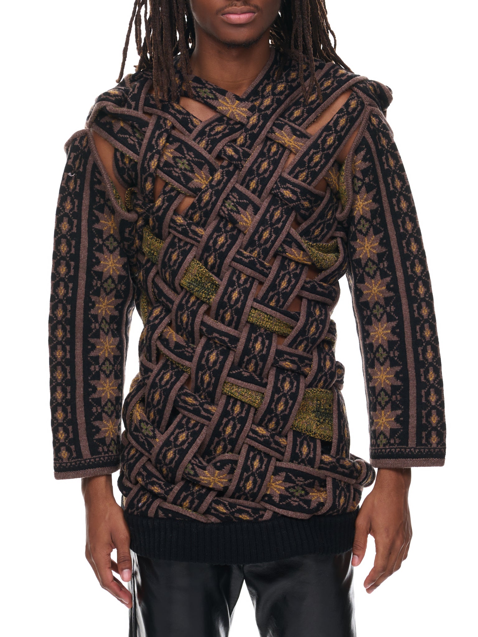 Braided Norwegian Sweater (MPULL73-S23-Y56-BROWN)