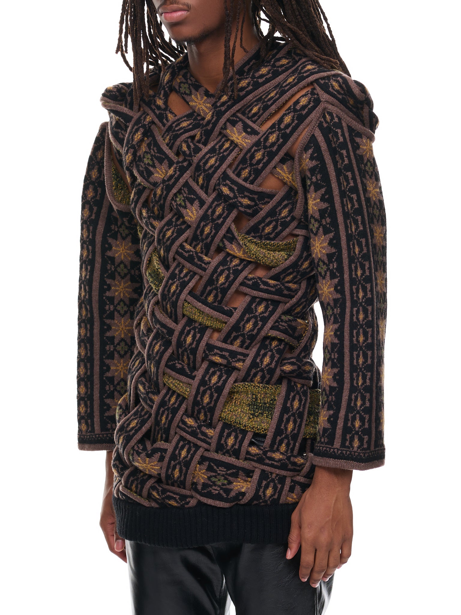Braided Norwegian Sweater (MPULL73-S23-Y56-BROWN)