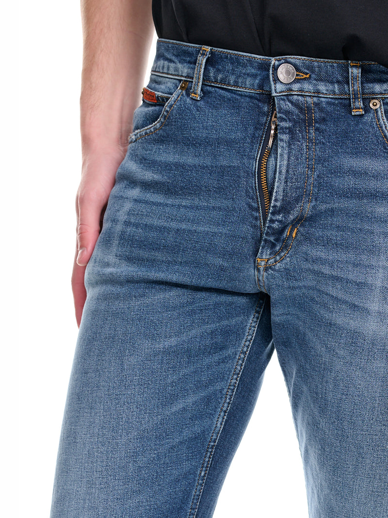 Pulled Stretch Denim Pants (MR234-VINTAGE-BLUE-WASH)