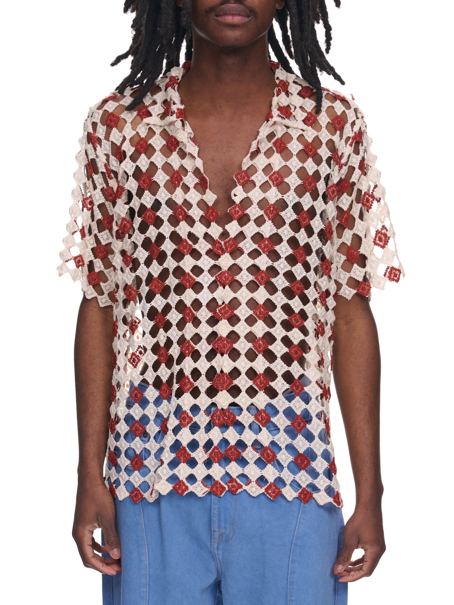 Diamond Lace Shirt (MRSH120-BROWN-WHITE)