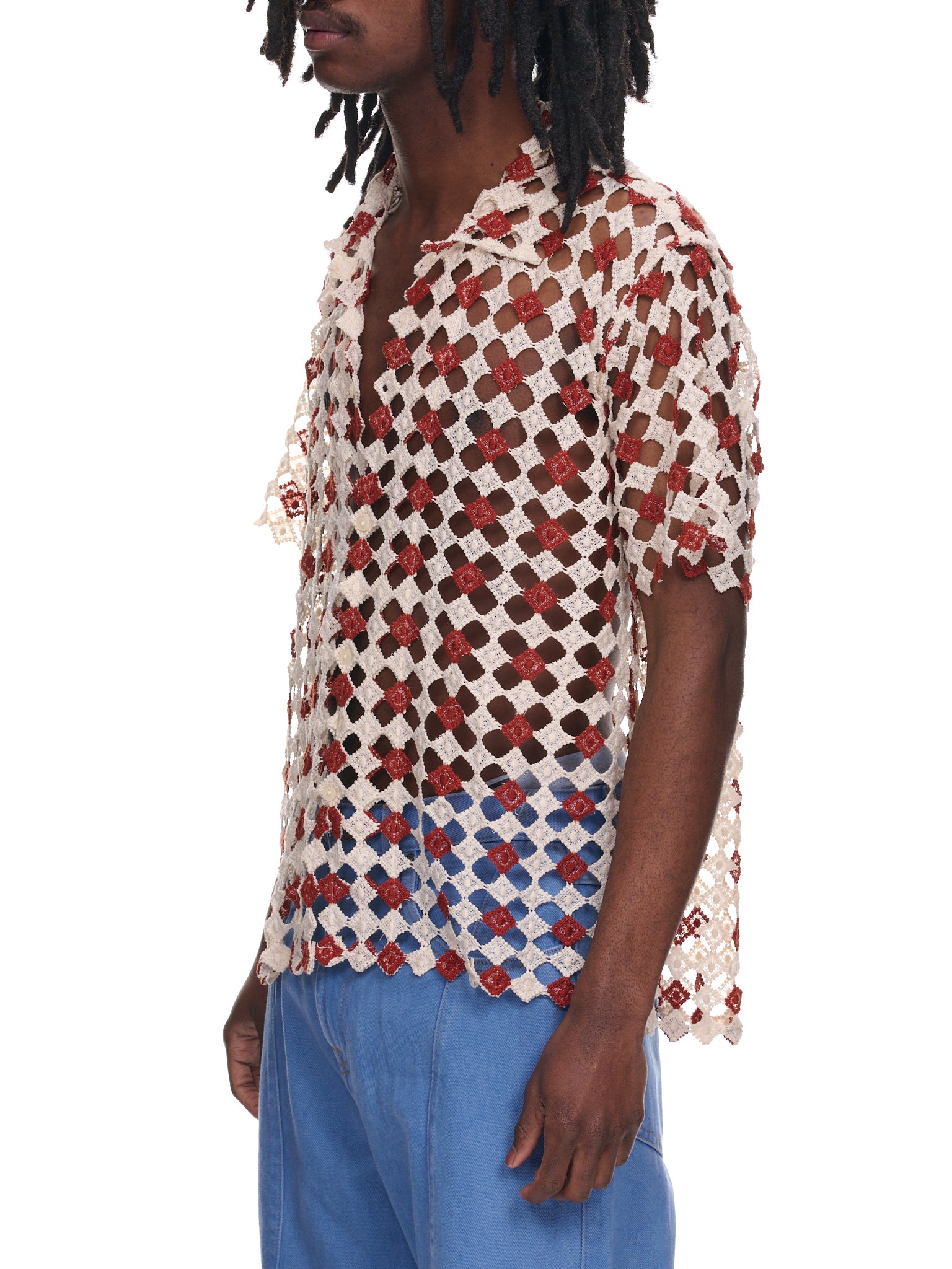 Diamond Lace Shirt (MRSH120-BROWN-WHITE)