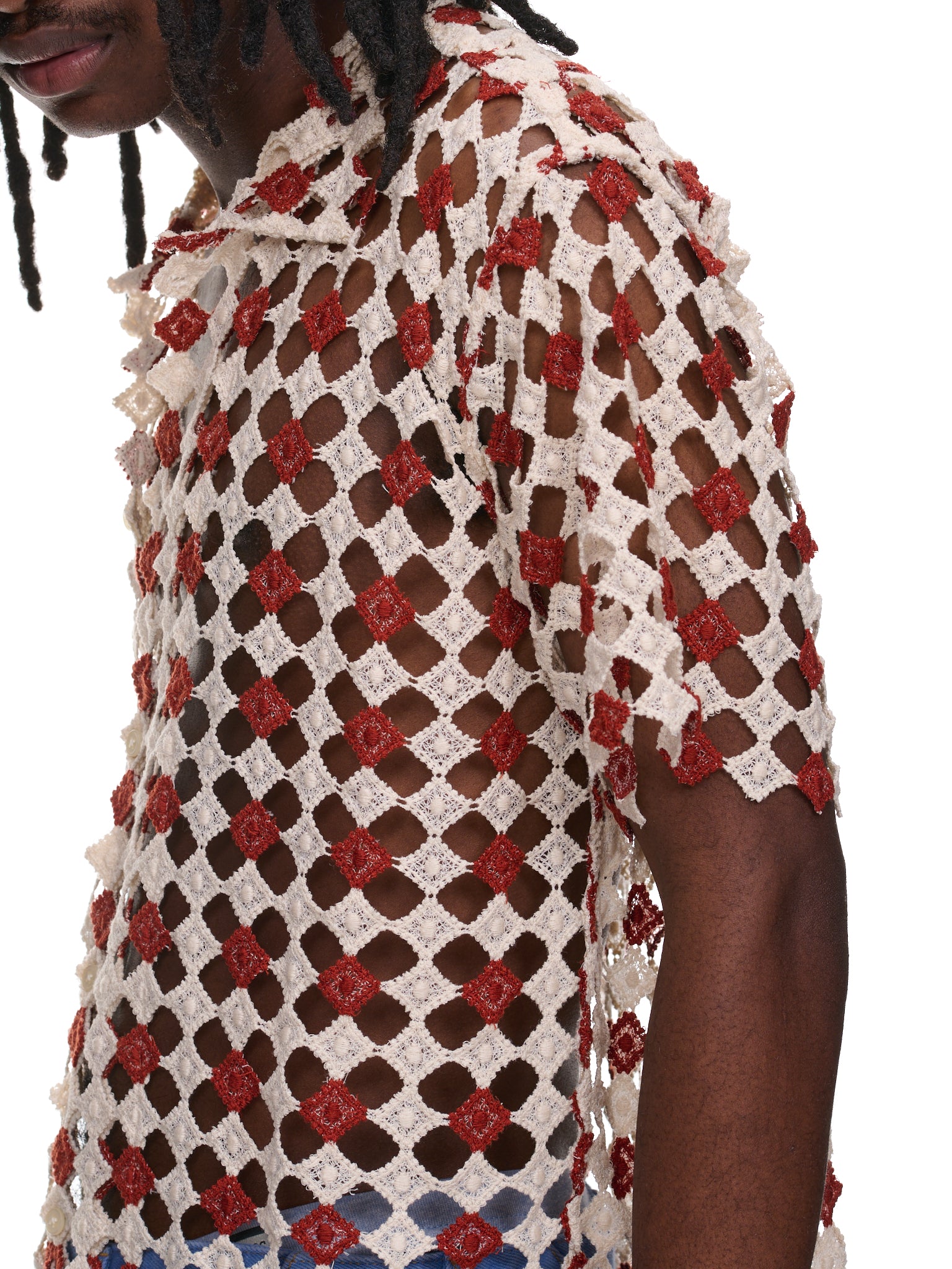 Diamond Lace Shirt (MRSH120-BROWN-WHITE)