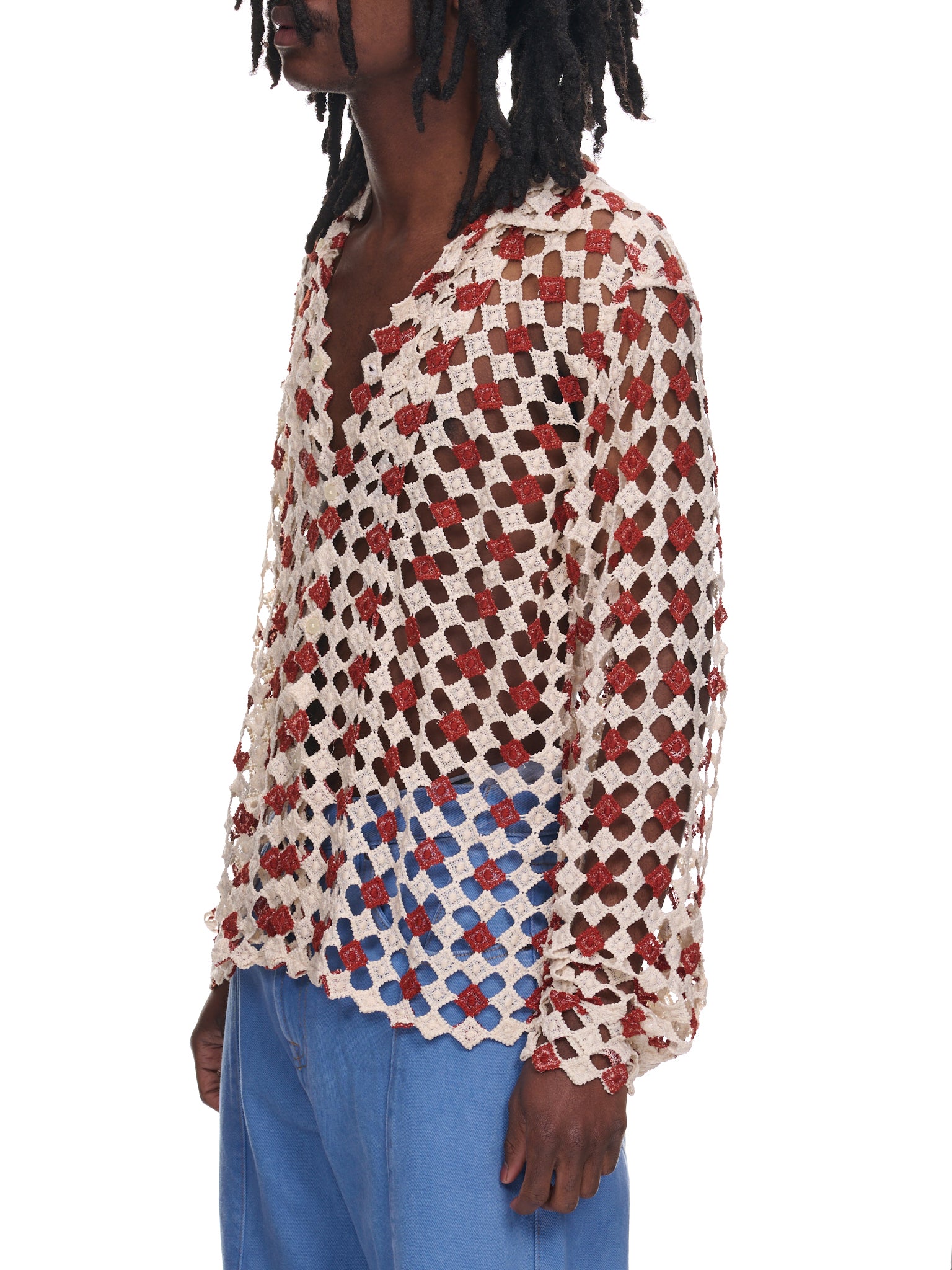 Diamond Lace Shirt (MRSH121-BROWN-WHITE)
