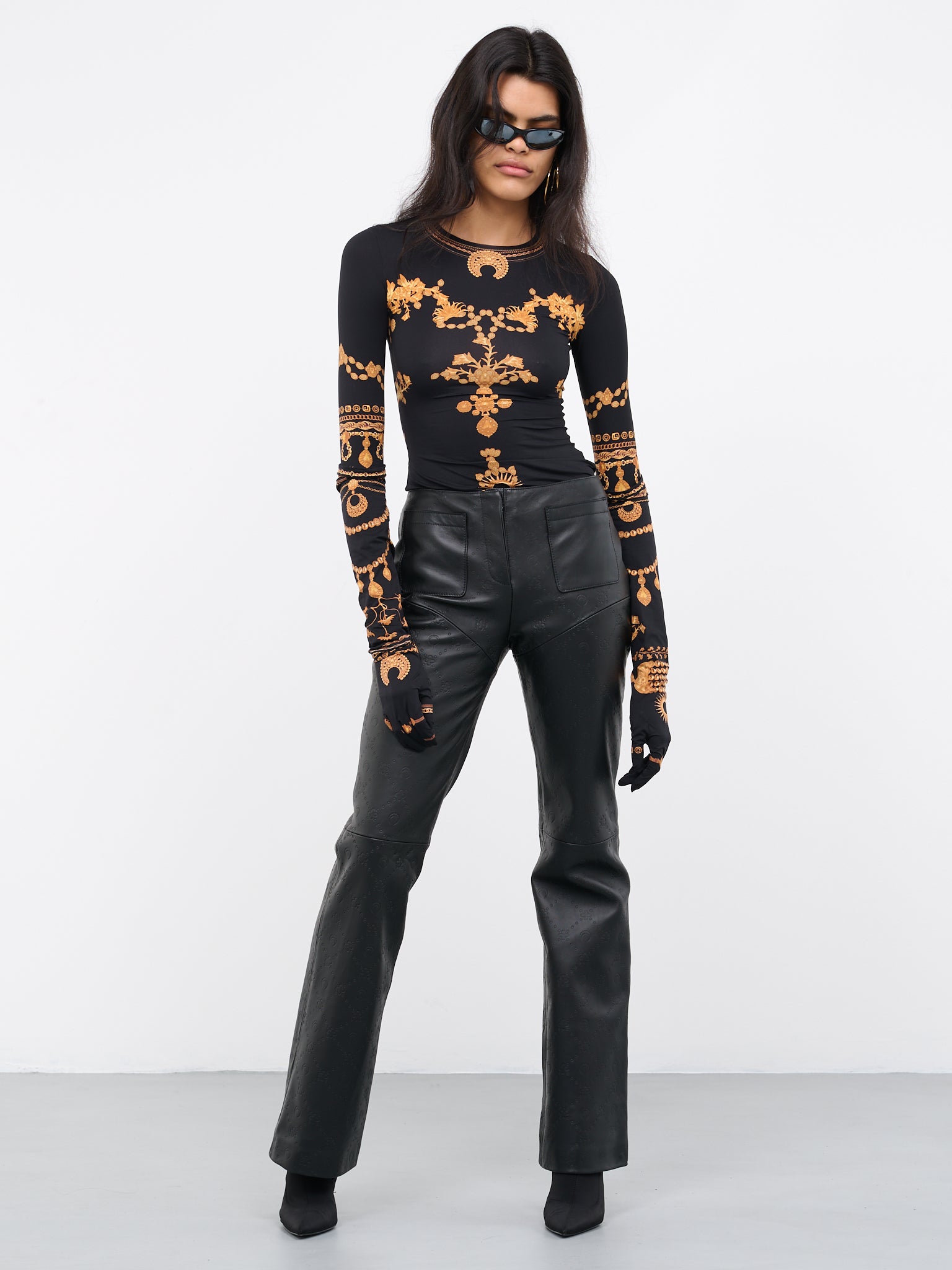 Embossed Leather Trousers (P142WU-LEALE0001-BLACK)