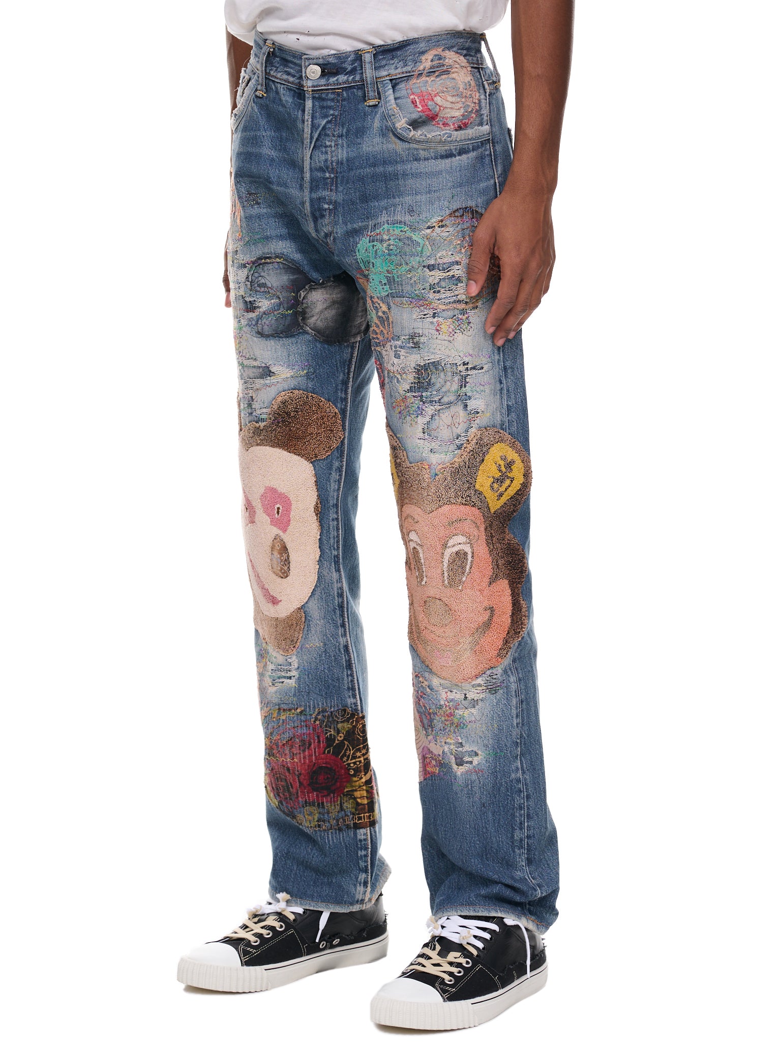 Uroboros Mickey Patchwork Jeans (P16-MEME-MOUSE-INDIGO)