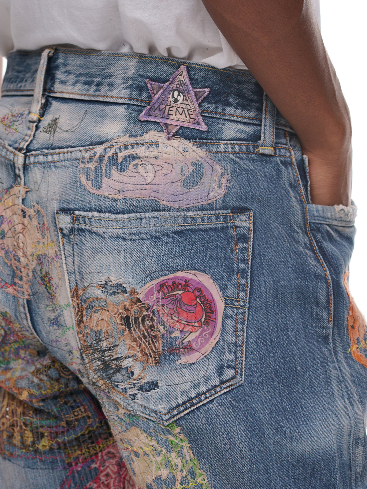 Uroboros Mickey Patchwork Jeans (P16-MEME-MOUSE-INDIGO)