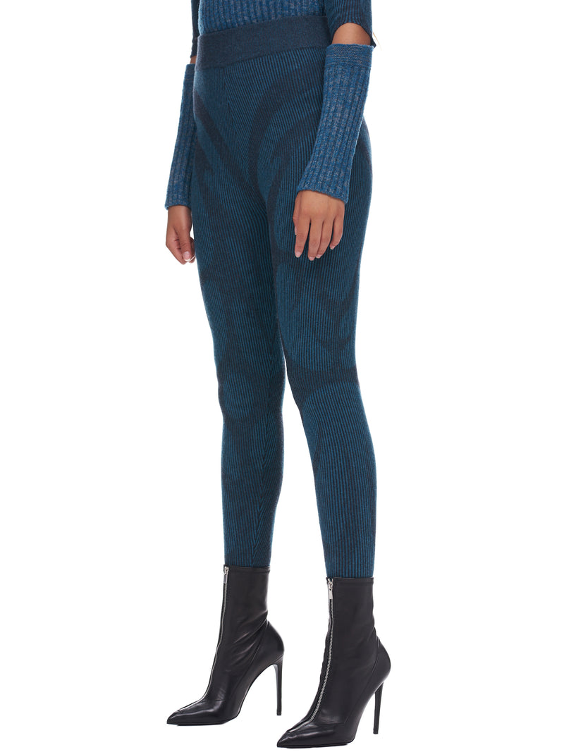 Jacquard Knit Leggings (PA01514932-0932-AZURE-CHARCOAL)