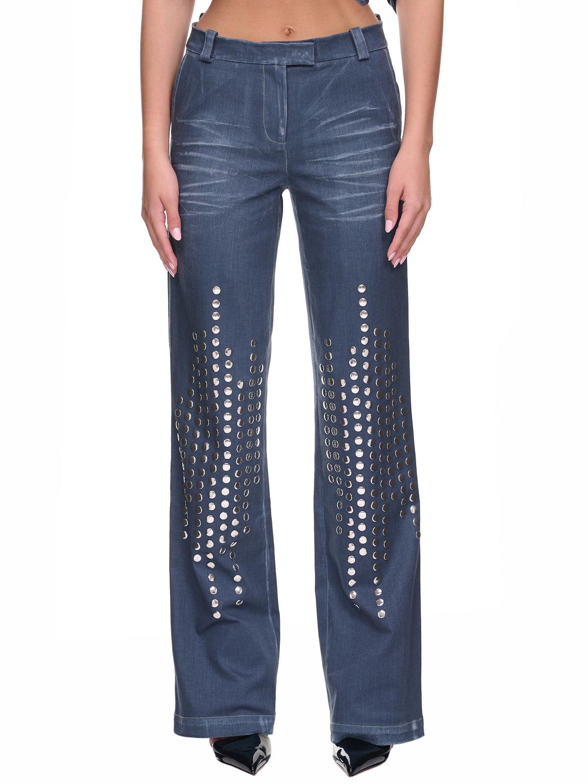 Distressed Studded Jeans (PACOWI01-WASHED-INDIGO)