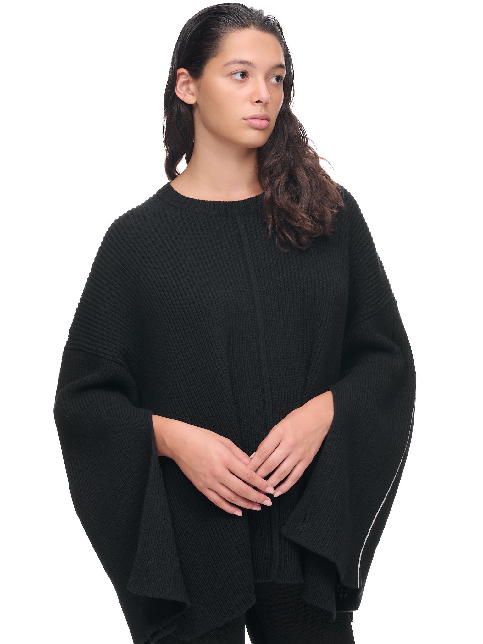 Cape-detail open-knit jumper