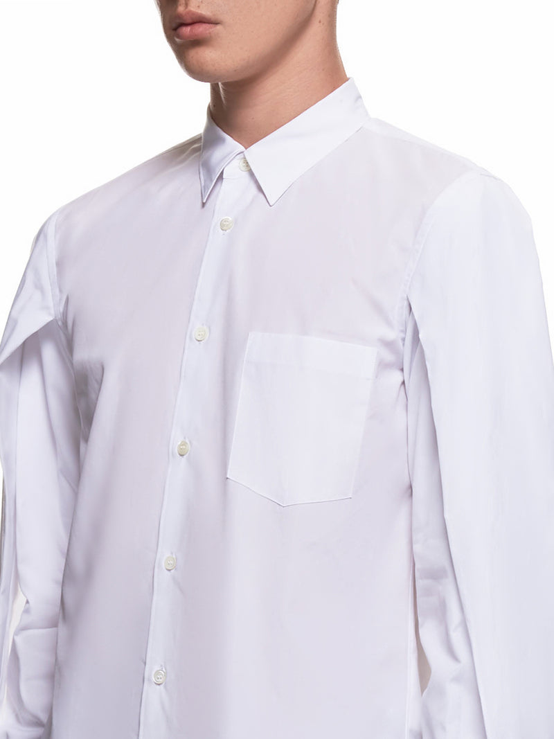 Layered Sleeve Button-Up Shirt (PF-B007-051-WHITE)