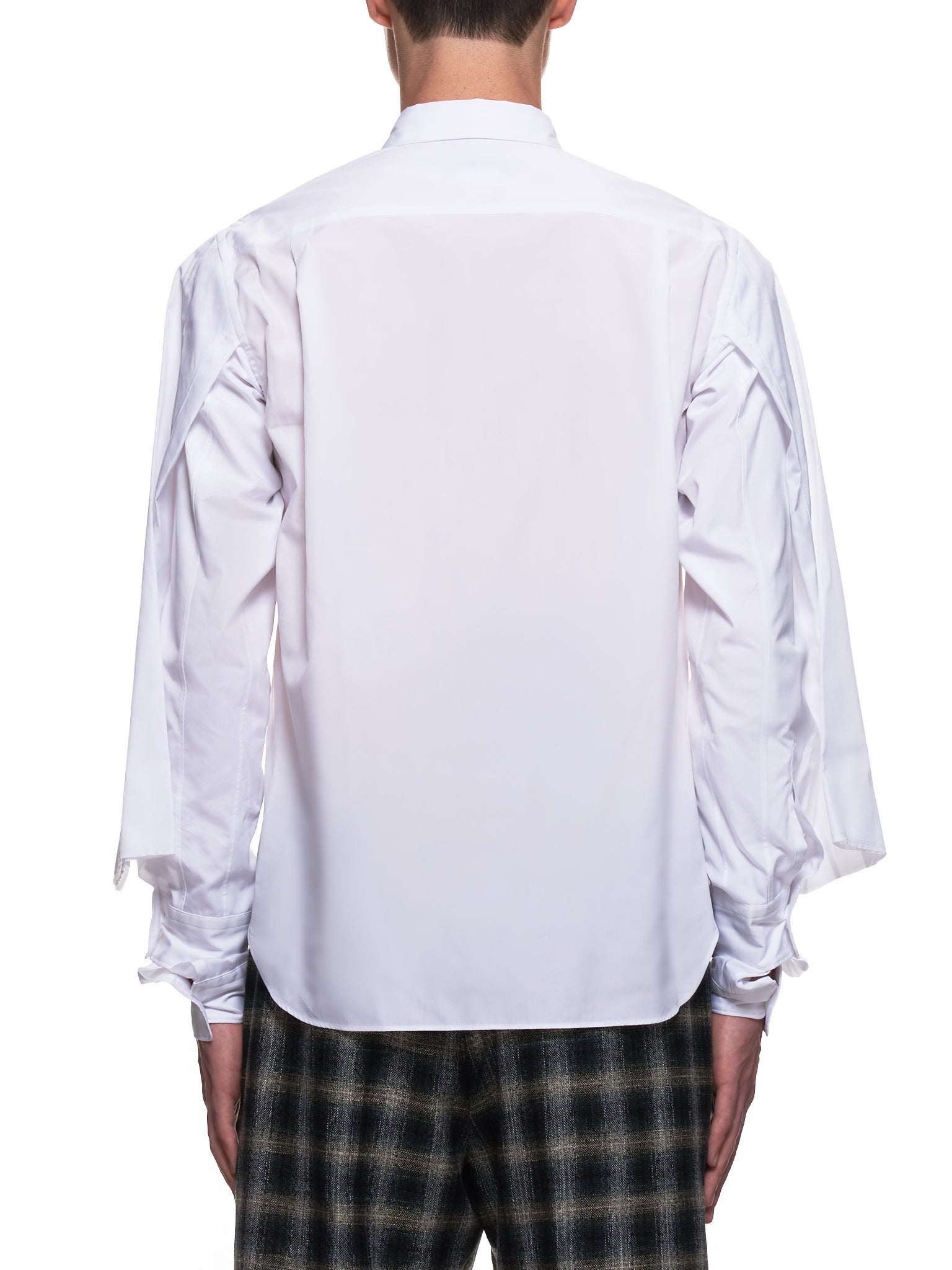 Layered Sleeve Button-Up Shirt (PF-B007-051-WHITE)