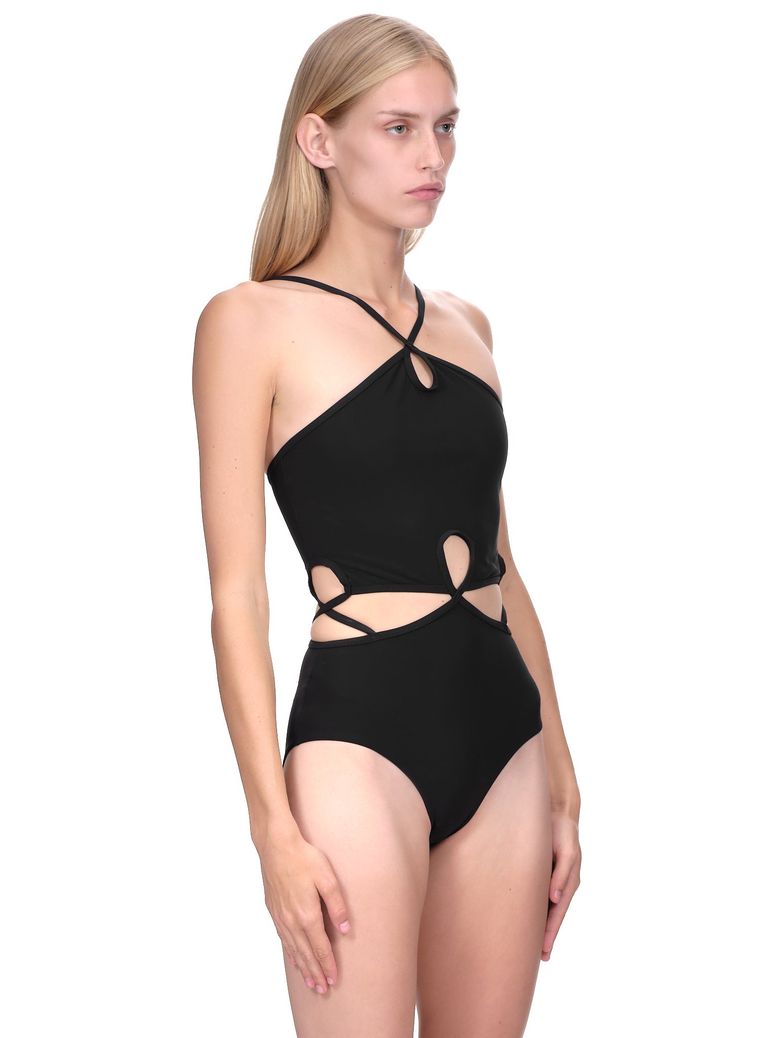 Looped Halter Swimsuit (PF22SWIM03-BLACK)