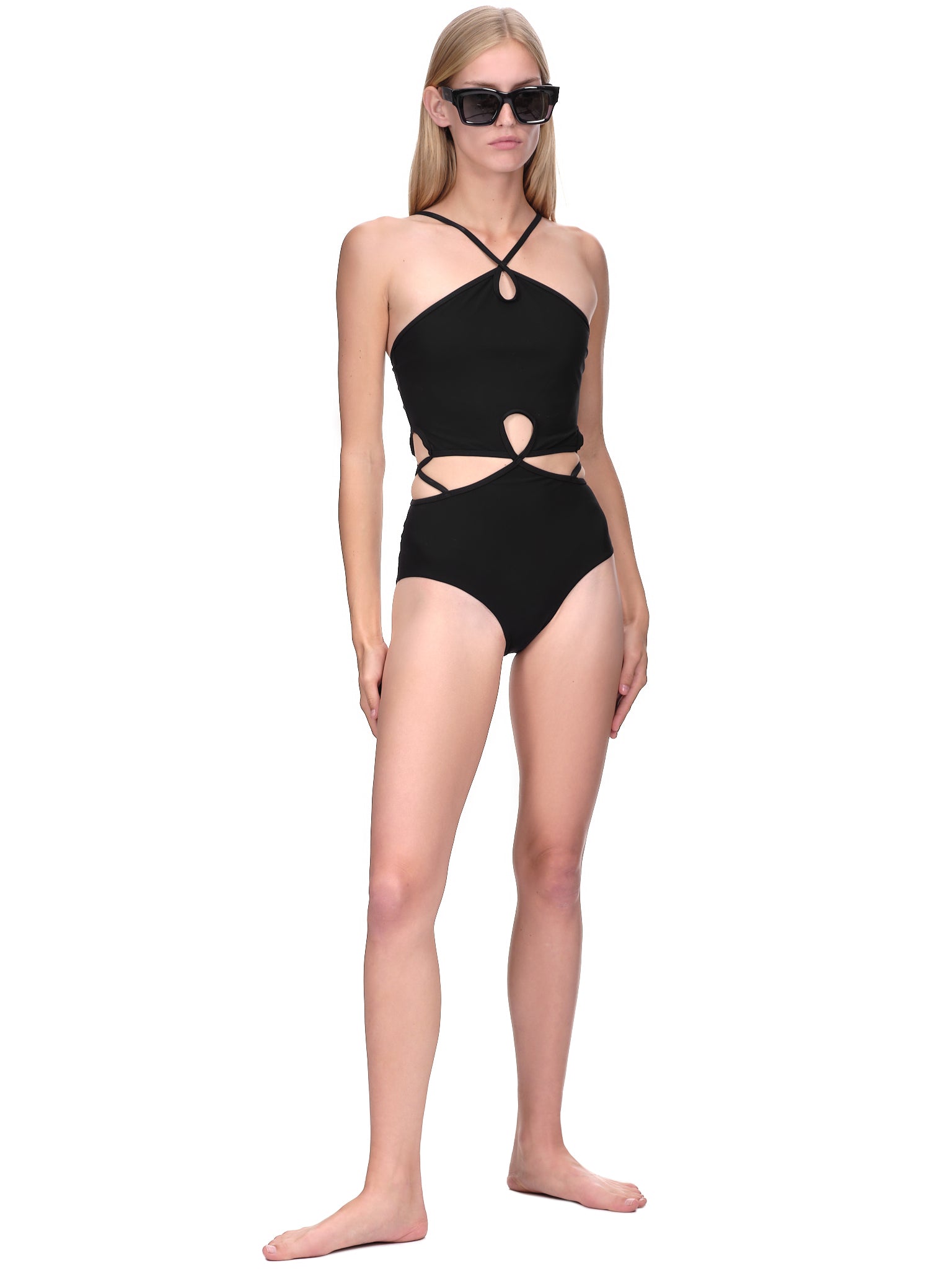 Looped Halter Swimsuit (PF22SWIM03-BLACK)