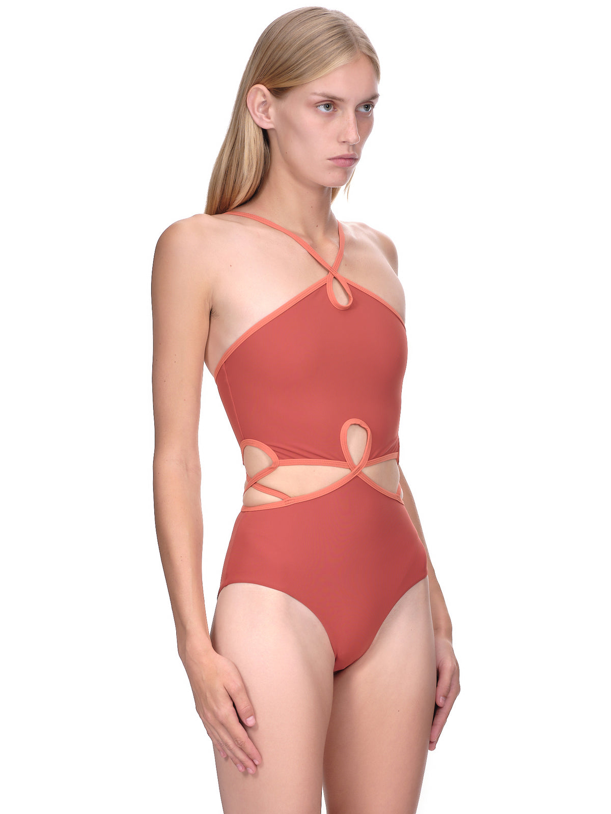 Looped Halter Swimsuit (PF22SWIM03-TERRACOTTA-MULTI)