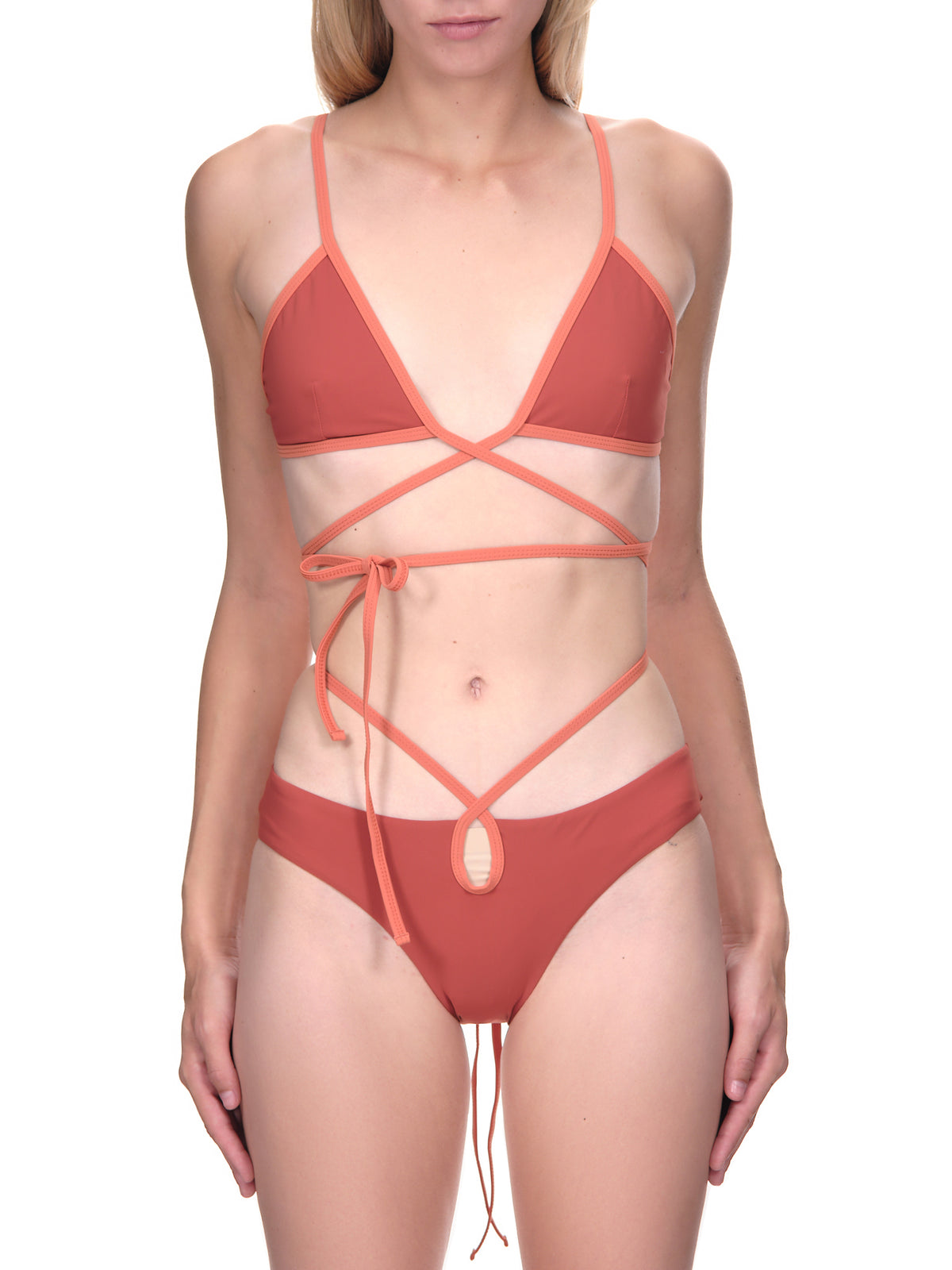 Wrapped Tie Bikini Top (PF22SWIM05-TERRACOTTA-MULTI)