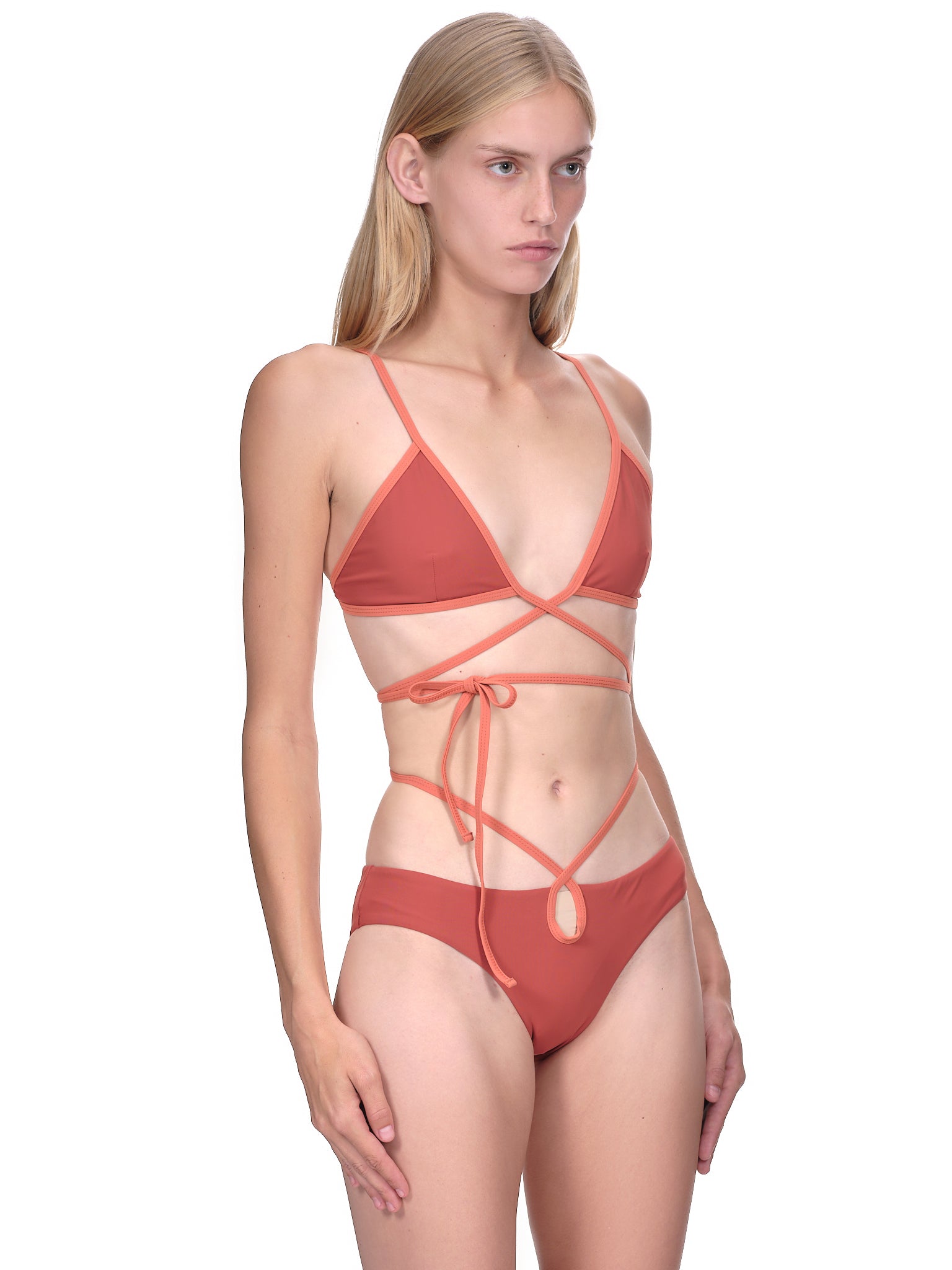 Wrapped Tie Bikini Top (PF22SWIM05-TERRACOTTA-MULTI)