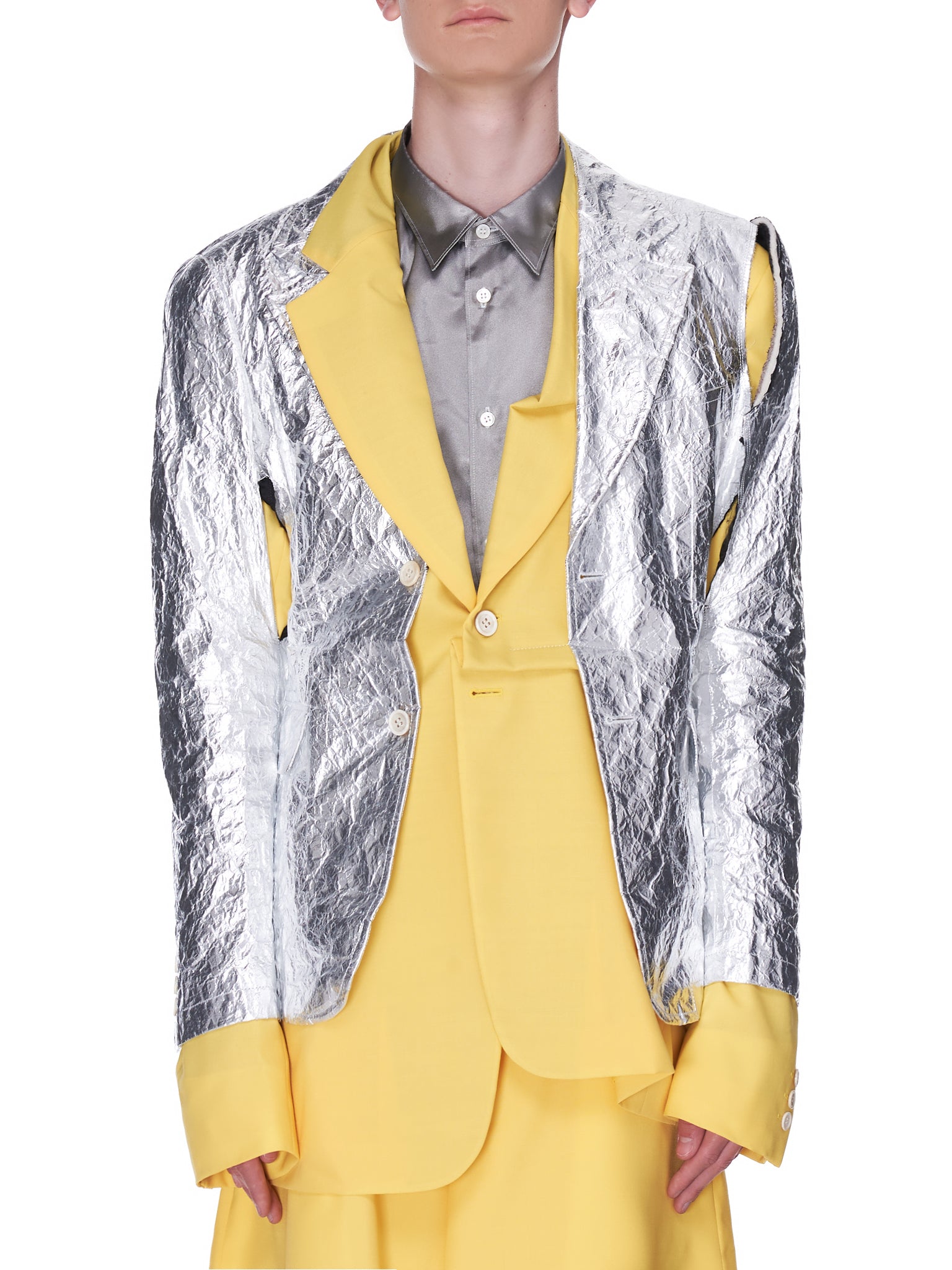 Chrome/Yellow Double Layer Blazer (PG-J009-051-YELLOW-SILVER)