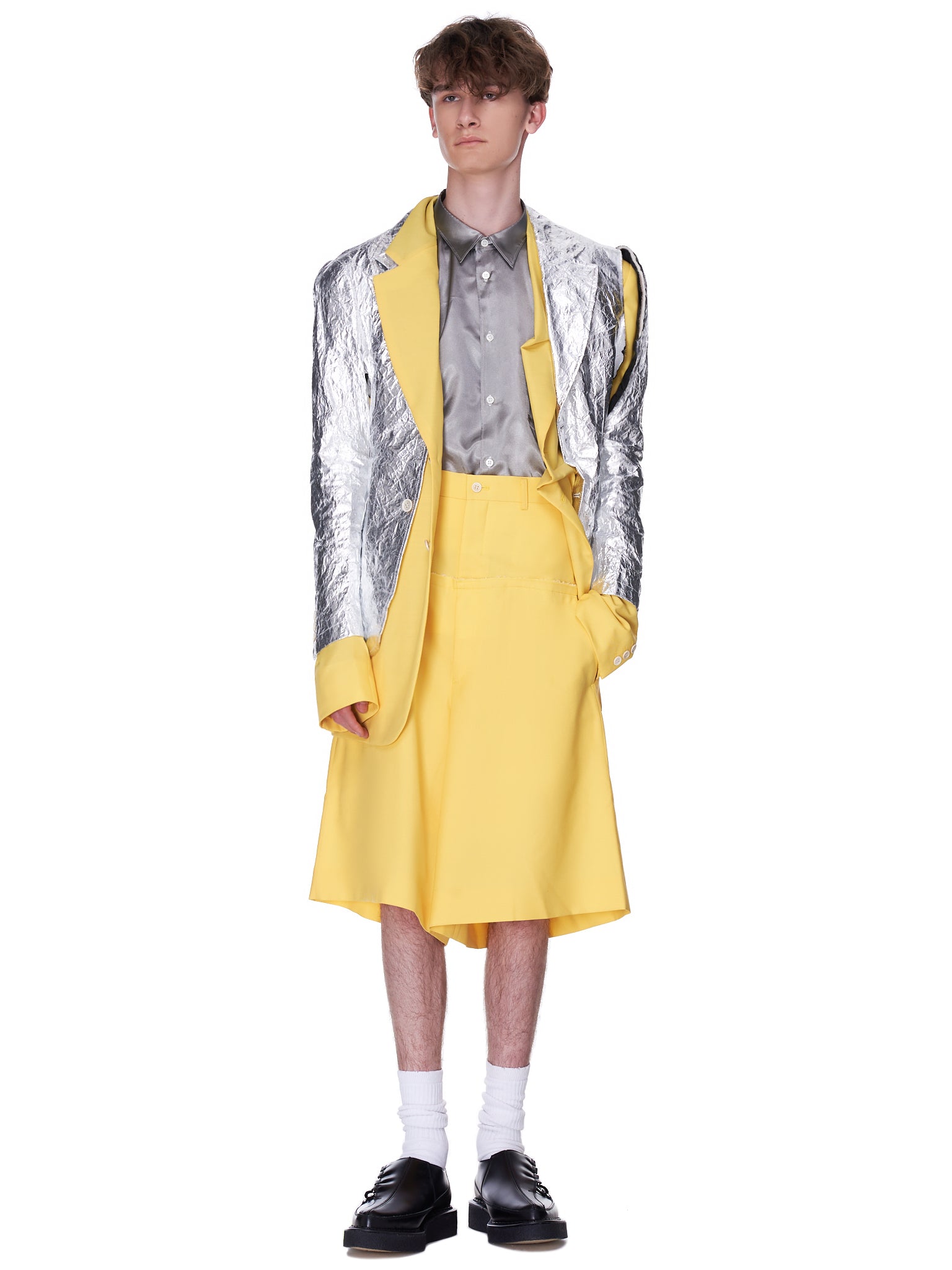 Chrome/Yellow Double Layer Blazer (PG-J009-051-YELLOW-SILVER)