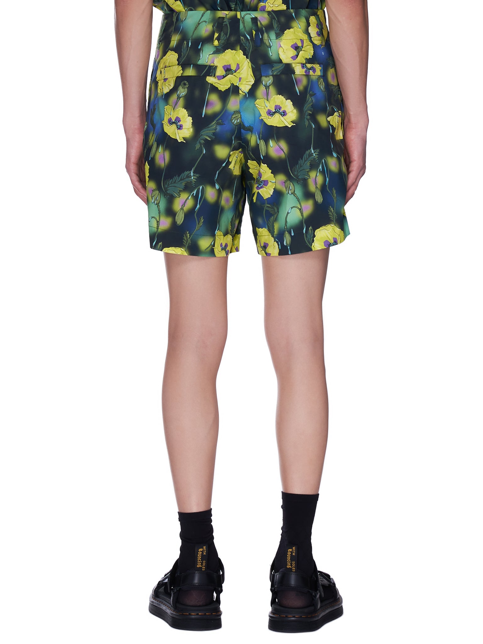 Poppy Print Pleated Shorts (PHANTOM-DARK-POPPIES)