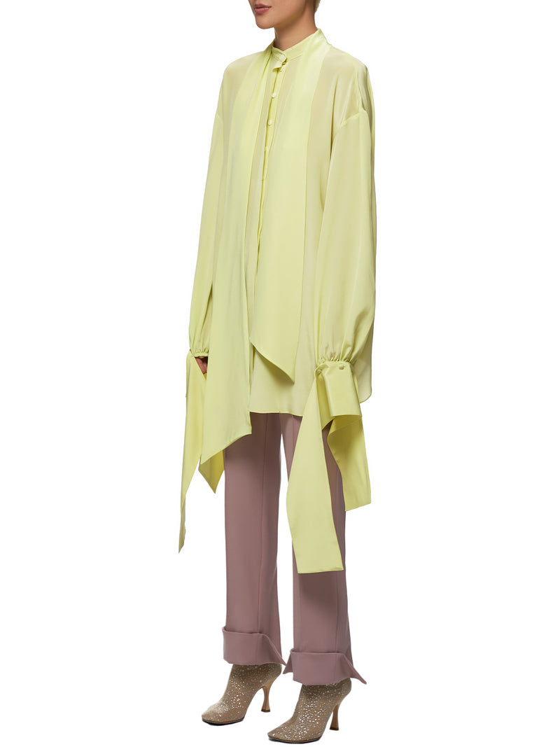 Draped Cuff Blouse (R0CA67-S-ACID-LEMON)