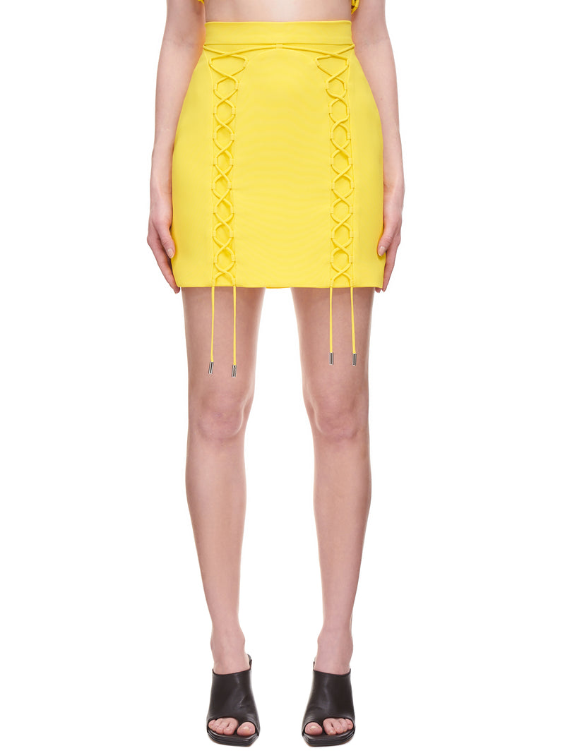 David Koma Front Lacing Mini Skirt | H. Lorenzo - front