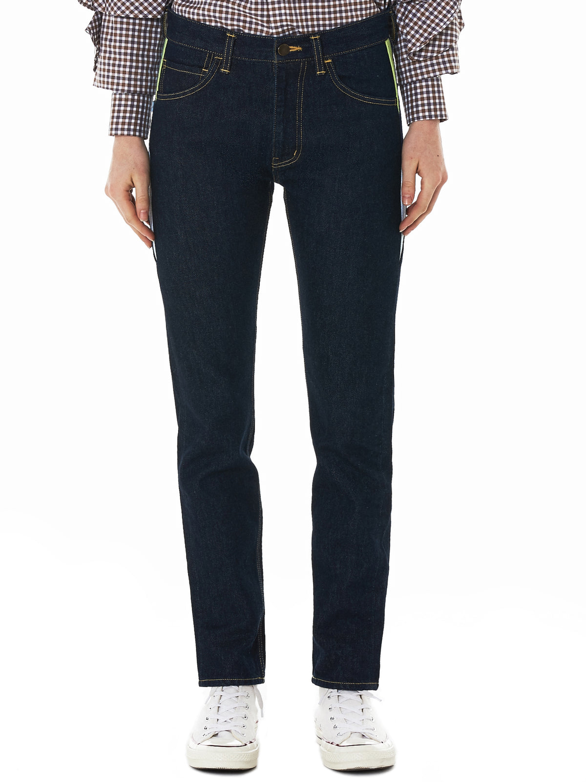 Ribbed Panel Denim Pants (RB-PT-U01-INDIGO)
