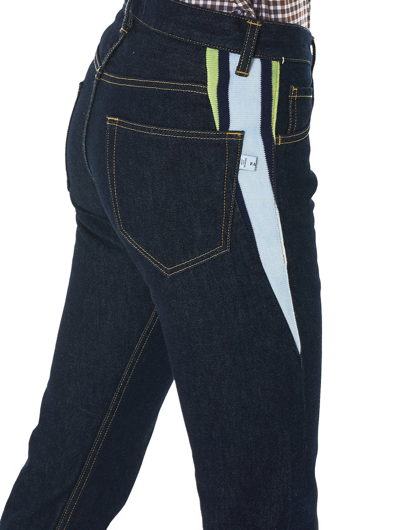 Ribbed Panel Denim Pants (RB-PT-U01-INDIGO)