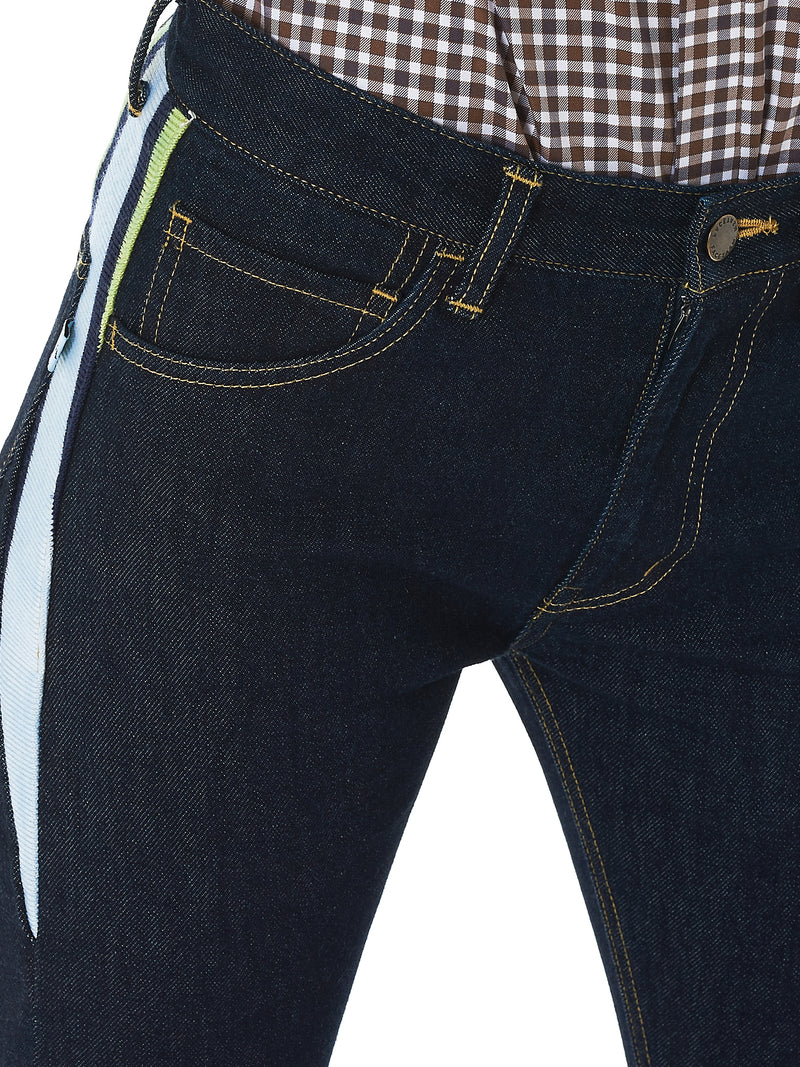 Ribbed Panel Denim Pants (RB-PT-U01-INDIGO)