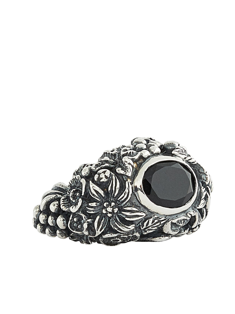 Gem & Foliage Solitary Ring (RN092-AGN-ONYX)