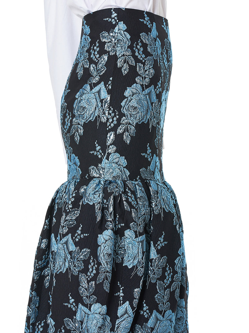 Metal-Embroidered Rose Skirt (ROSE-JQ3540-ICE-BLUE)