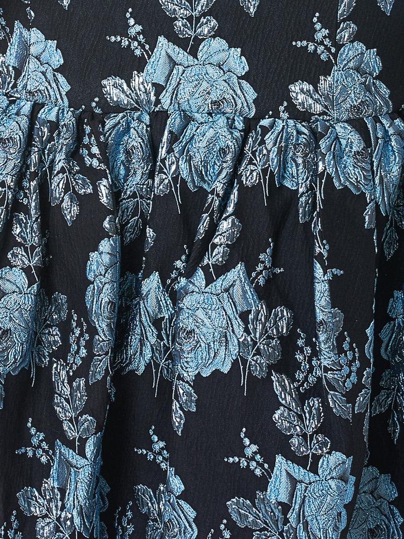 Metal-Embroidered Rose Skirt (ROSE-JQ3540-ICE-BLUE)