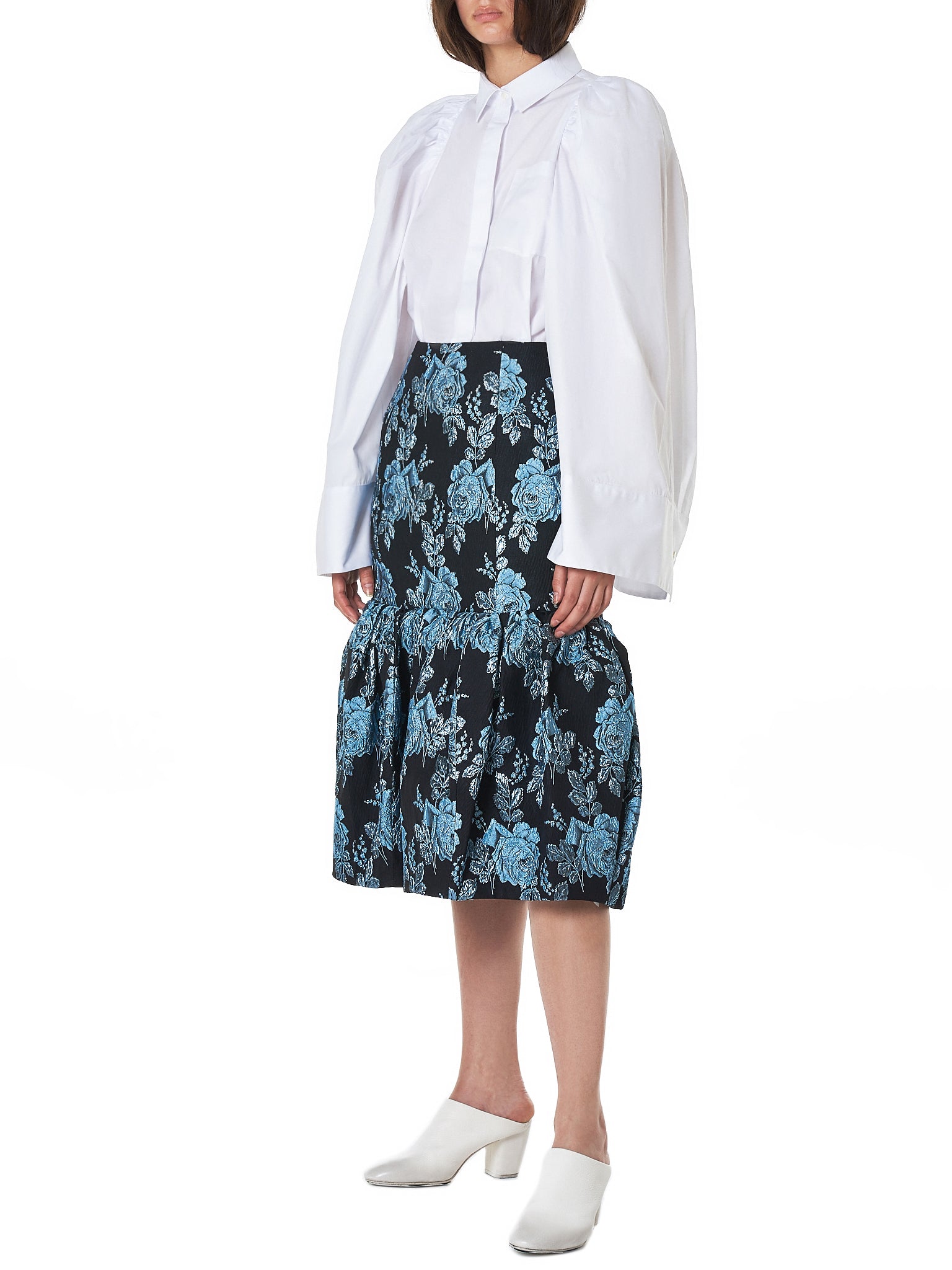 Metal-Embroidered Rose Skirt (ROSE-JQ3540-ICE-BLUE)