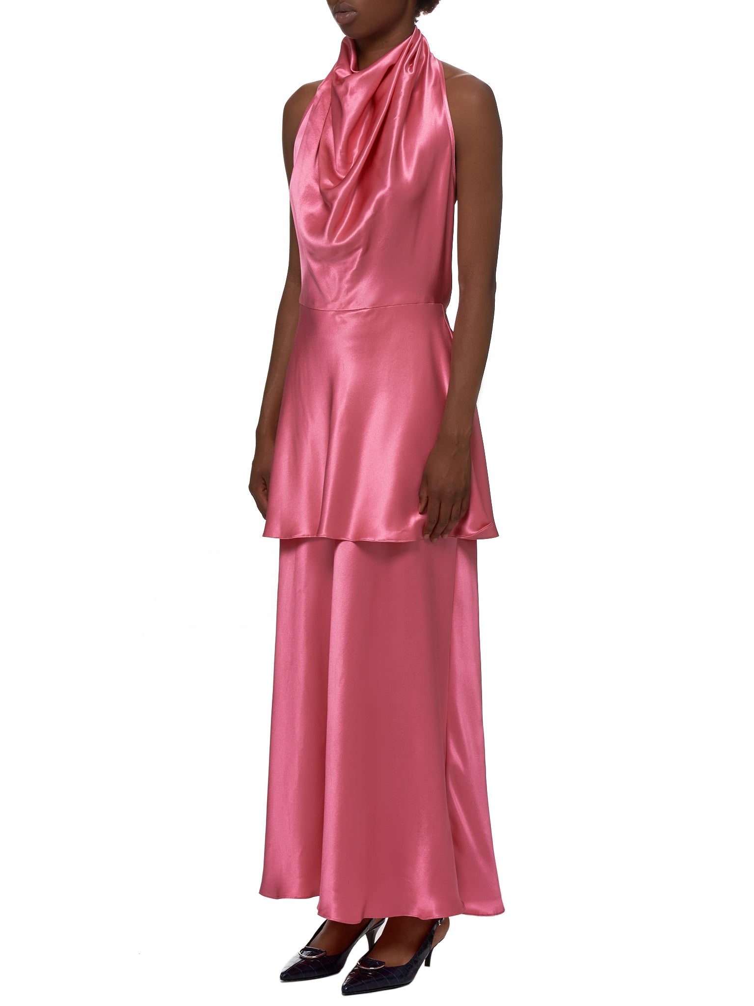 rowen rose pink dress Rowen Rose Floral-lace Polo-collar Dress