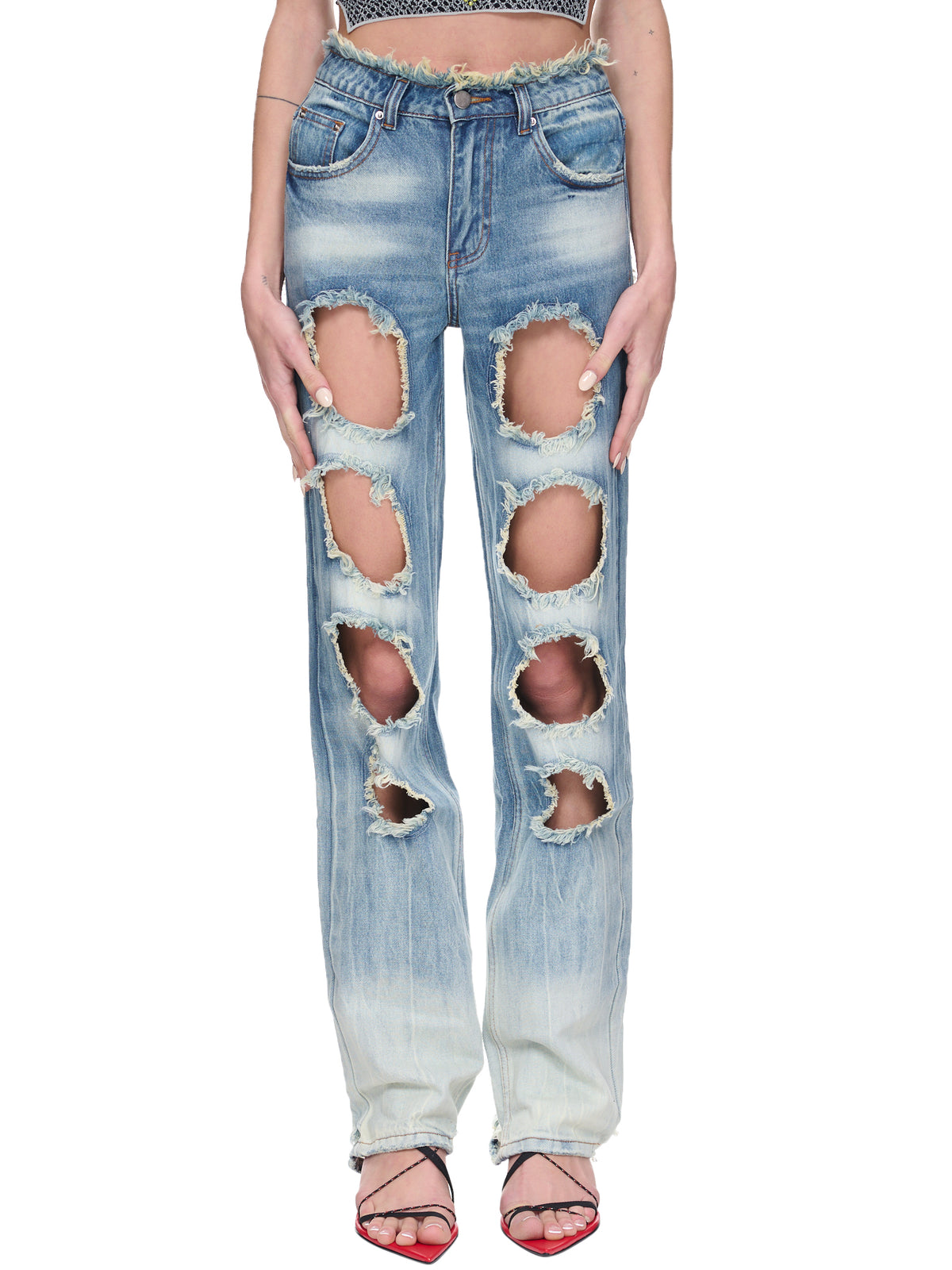 Cut-Out Jeans (RSS23WV10B-BLUE-DENIM)