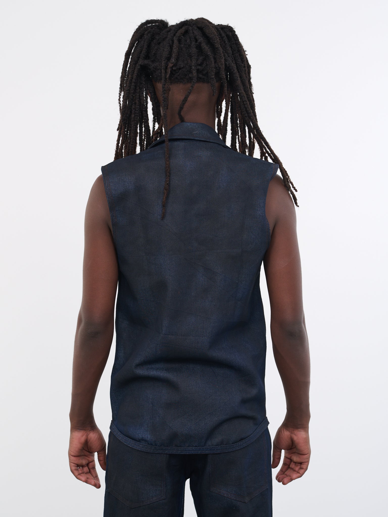 Spray Painted Denim Vest (S09SPRAYPAINTEDCHAINDNMBLA)