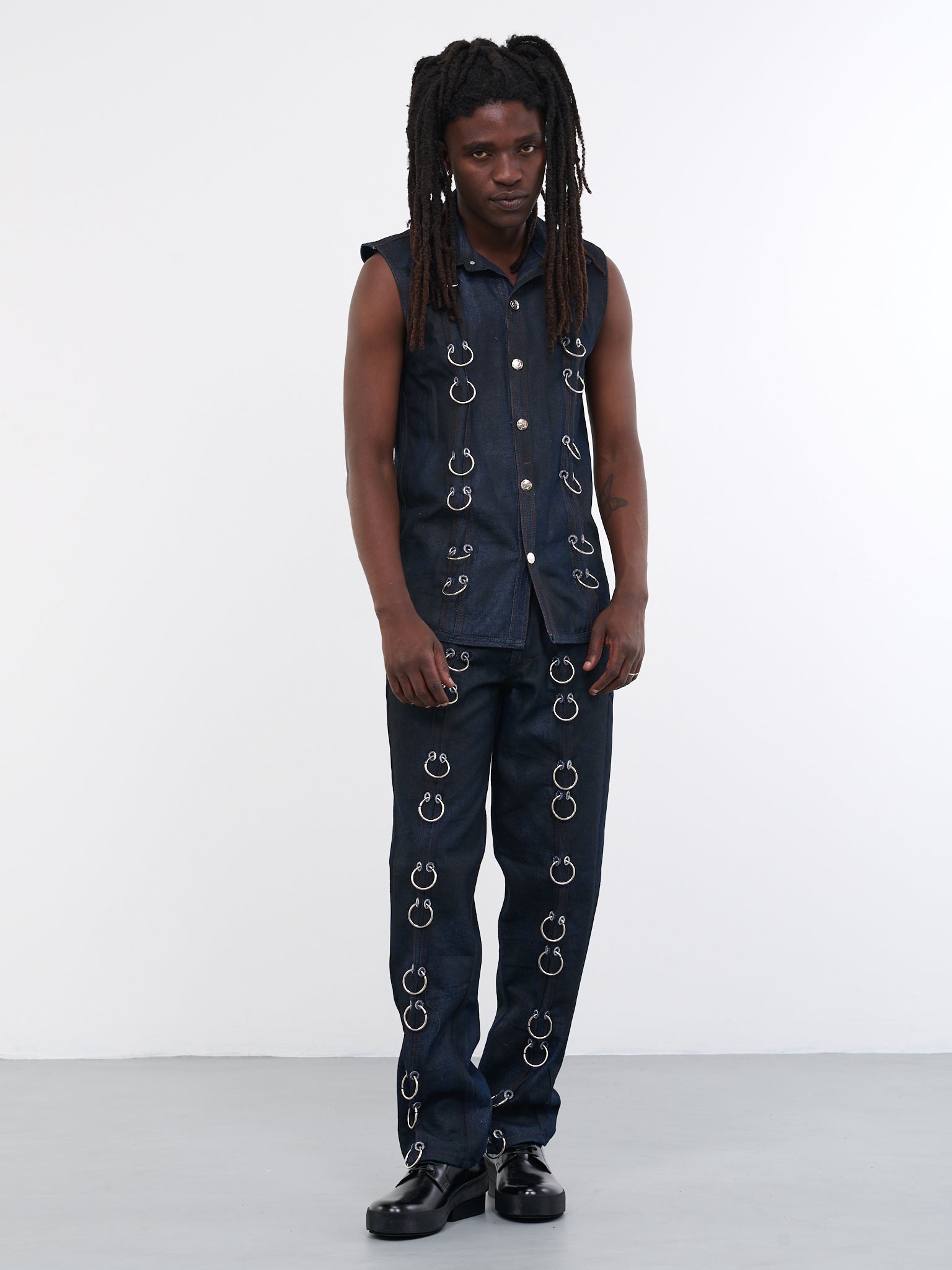 Spray Painted Denim Pants (T01-SPRAYPAINTED-CHAIN-DNM-BLA