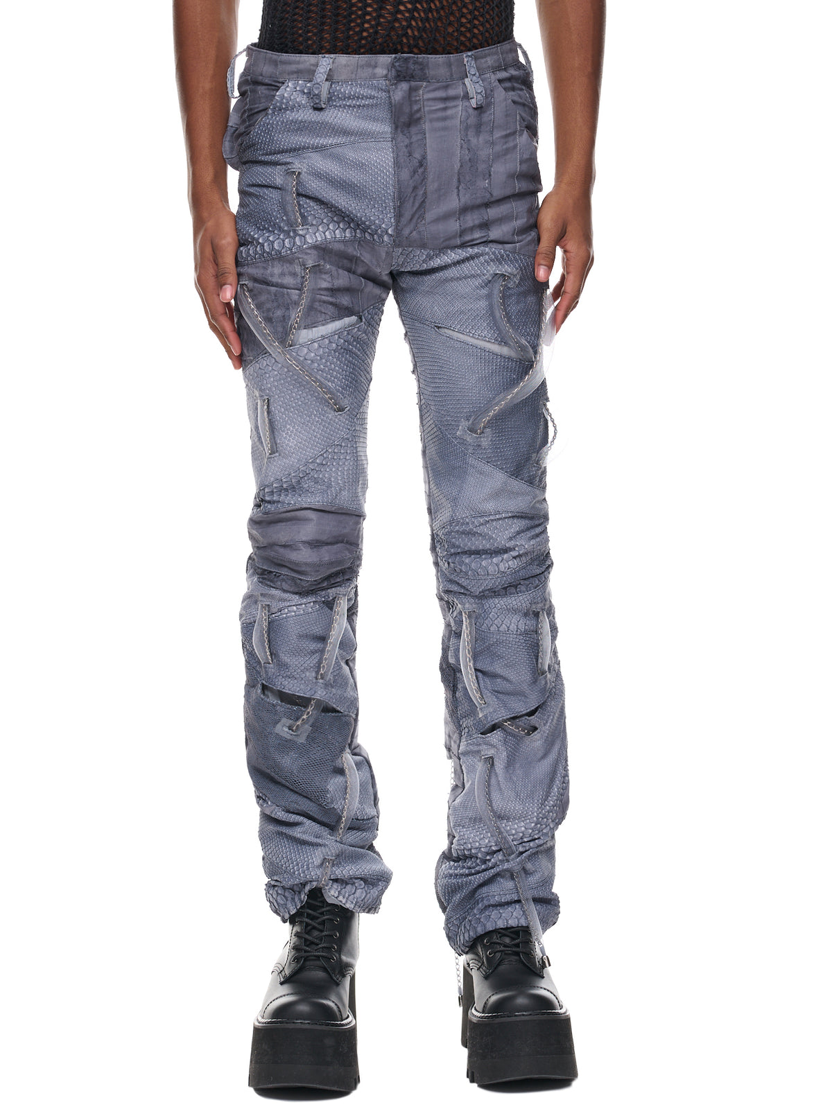 Leather Pierced Pants (SE-31-BP-GRAY)