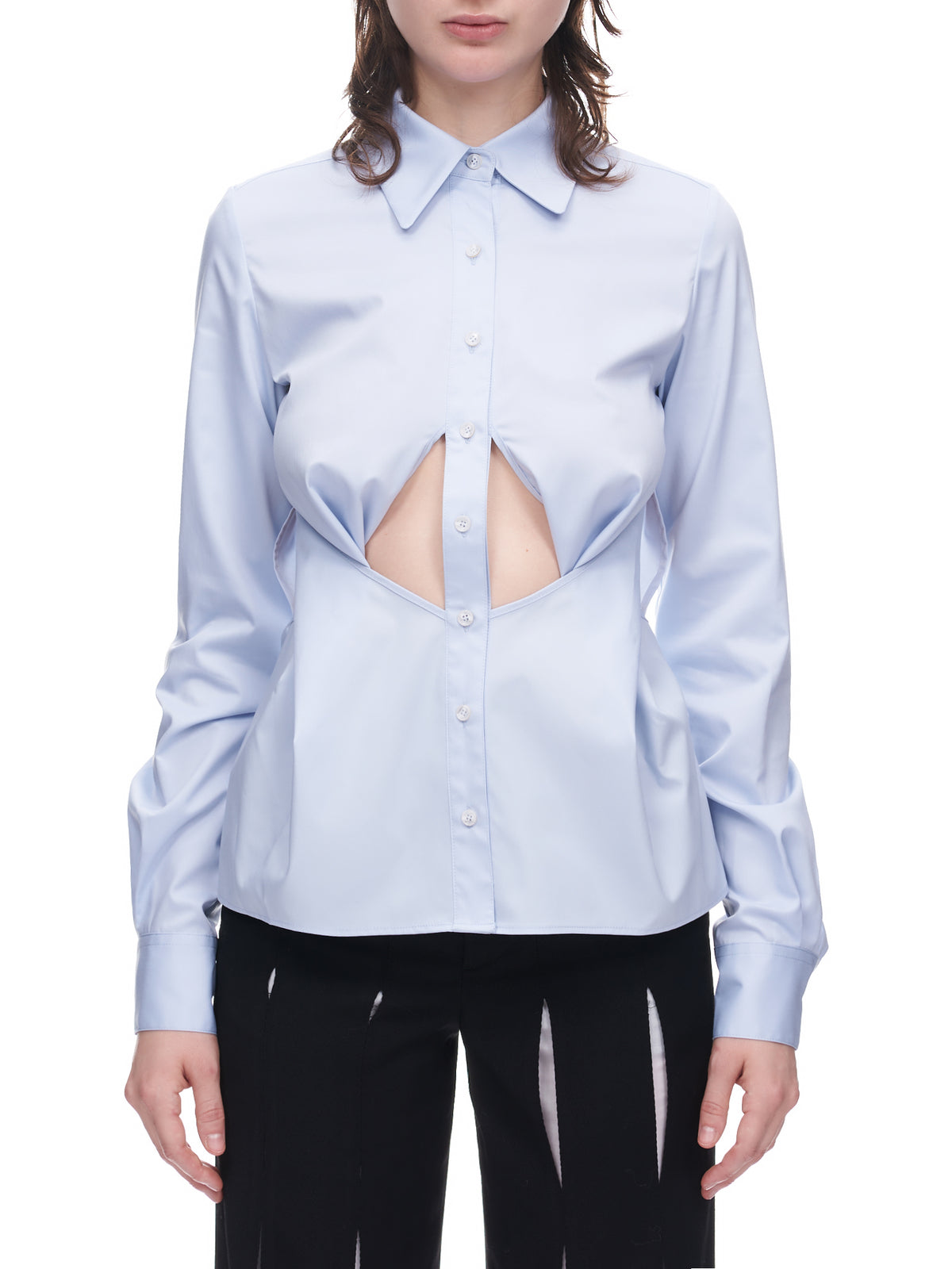 Underbust Cutout Button Up Shirt (SH01-SKYBLUE)