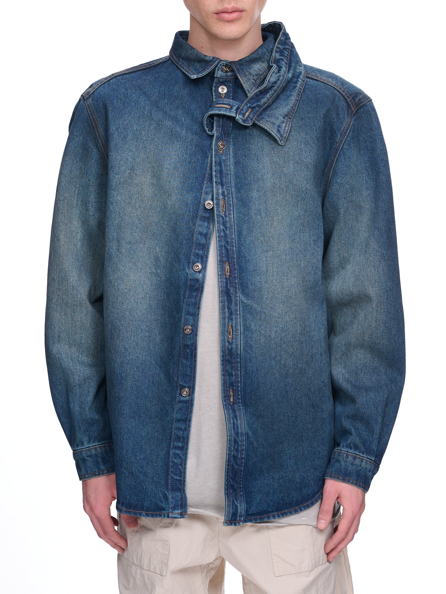 Double Collar Denim Overshirt (SHIRT63-S24-D14-VINTAGE-NAVY)
