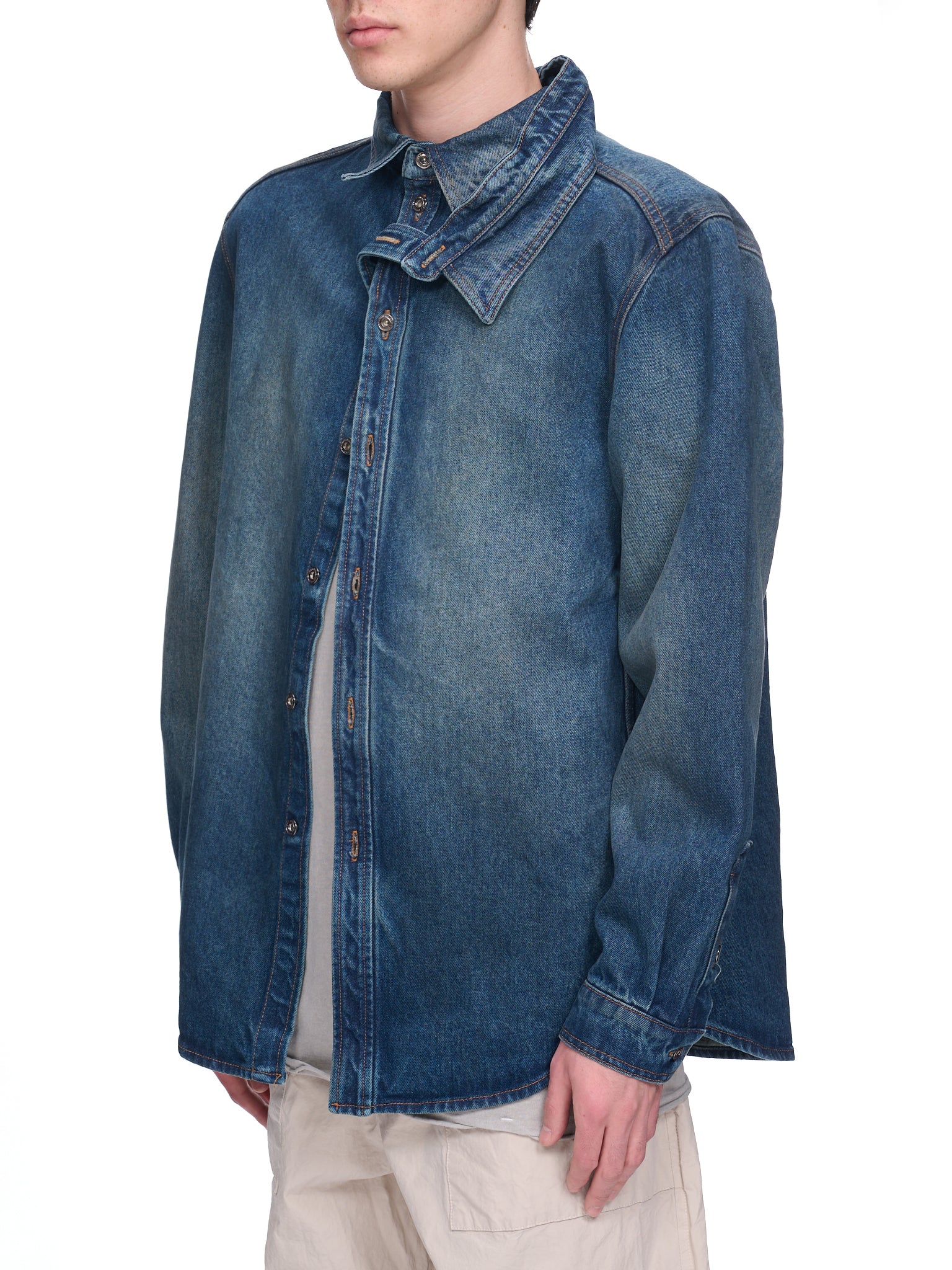 Double Collar Denim Overshirt (SHIRT63-S24-D14-VINTAGE-NAVY)