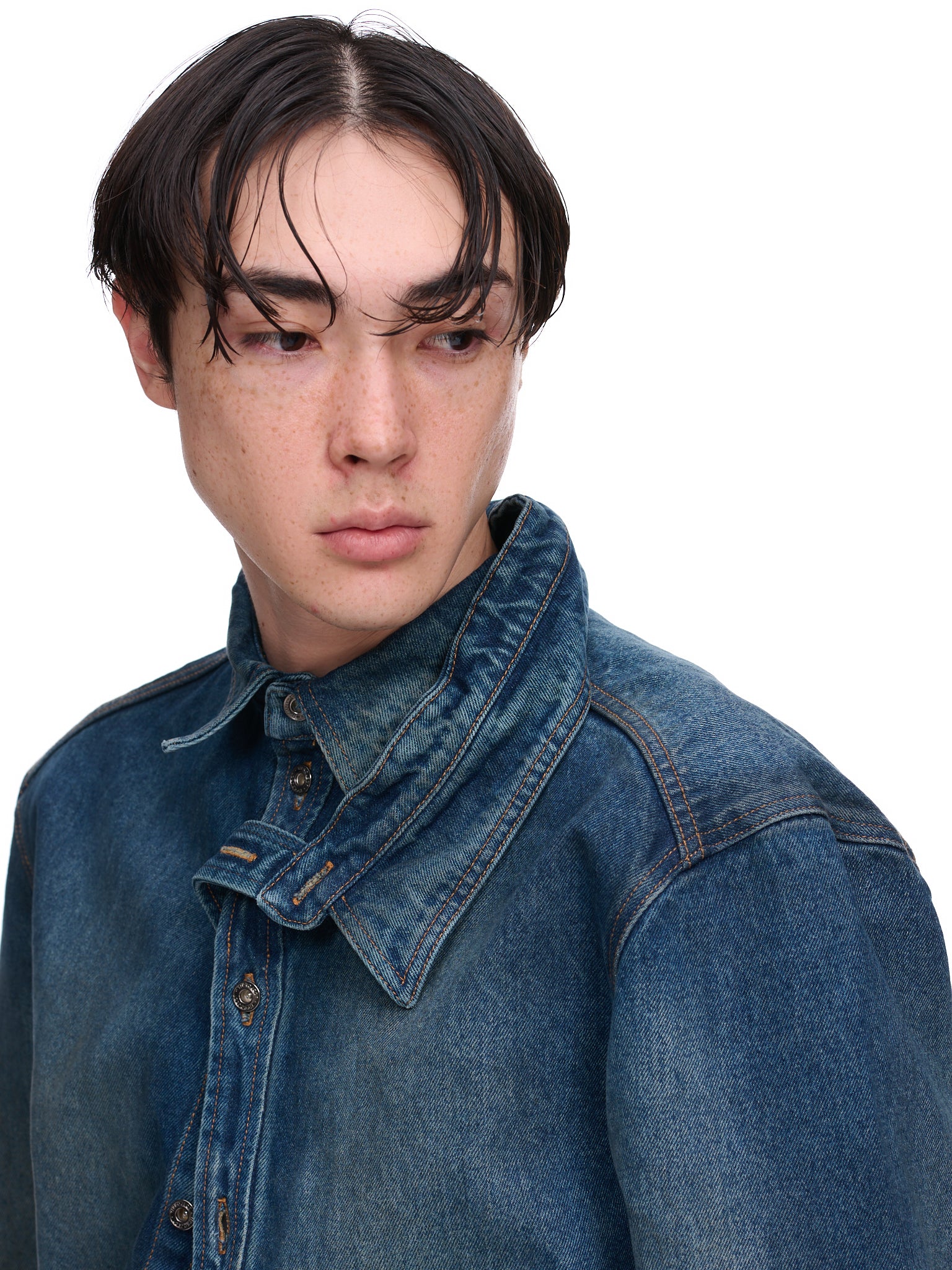 Double Collar Denim Overshirt (SHIRT63-S24-D14-VINTAGE-NAVY)