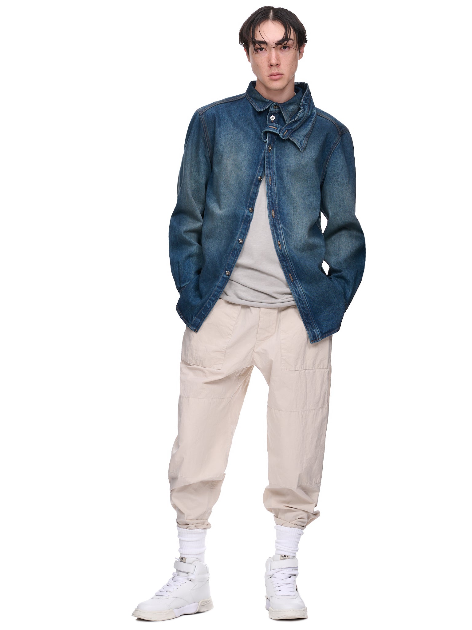 Double Collar Denim Overshirt (SHIRT63-S24-D14-VINTAGE-NAVY)