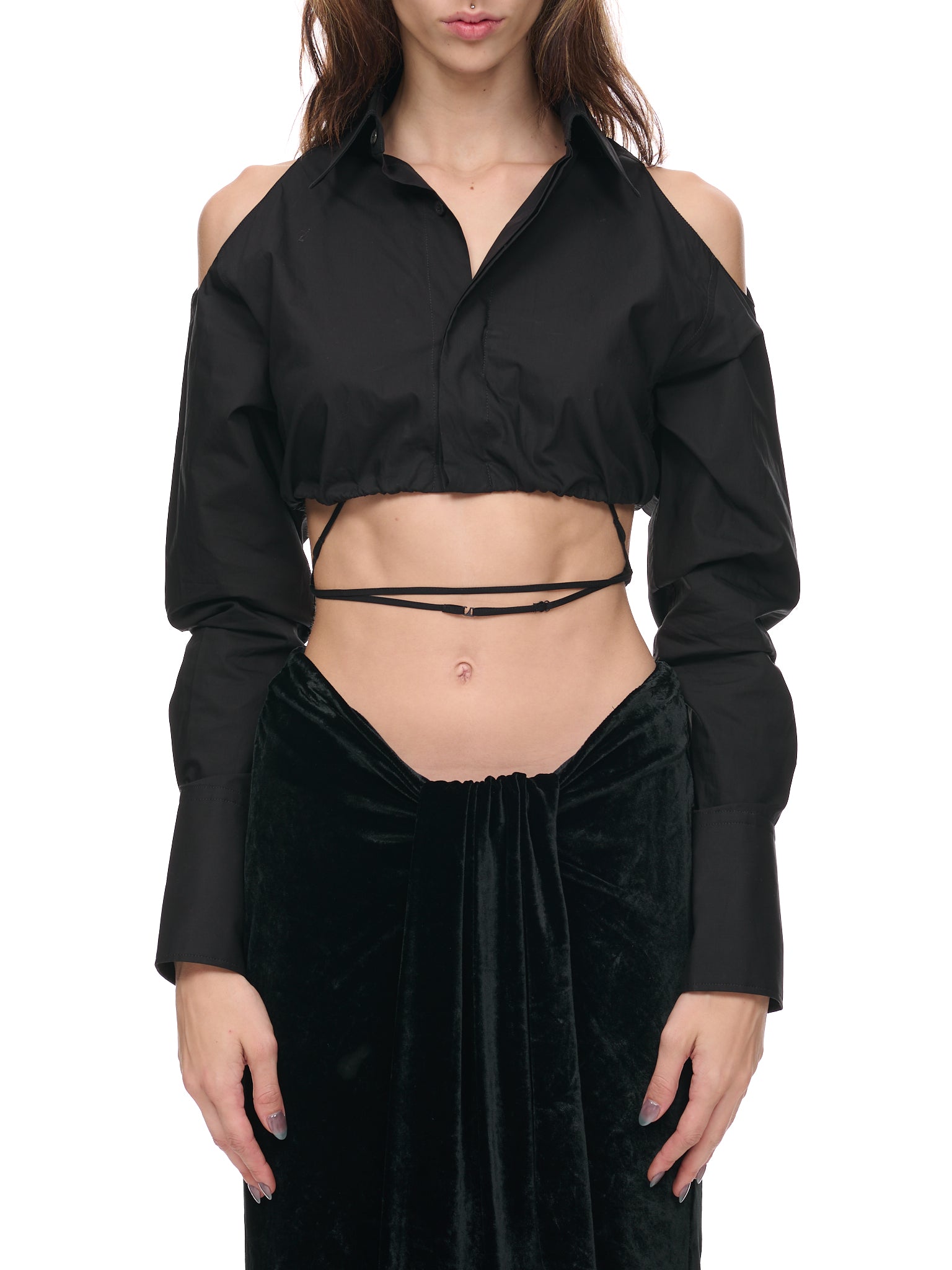 Shoulder Cut-Out Shirt (SHT013-BLACK)