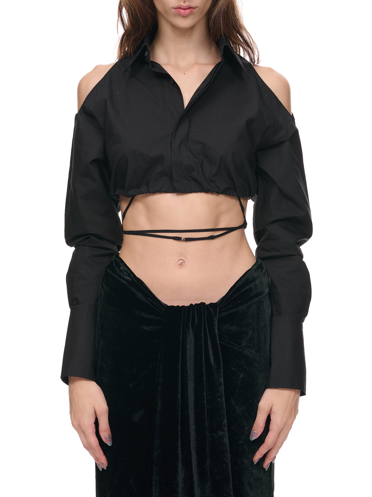 Shoulder Cut-Out Shirt (SHT013-BLACK)