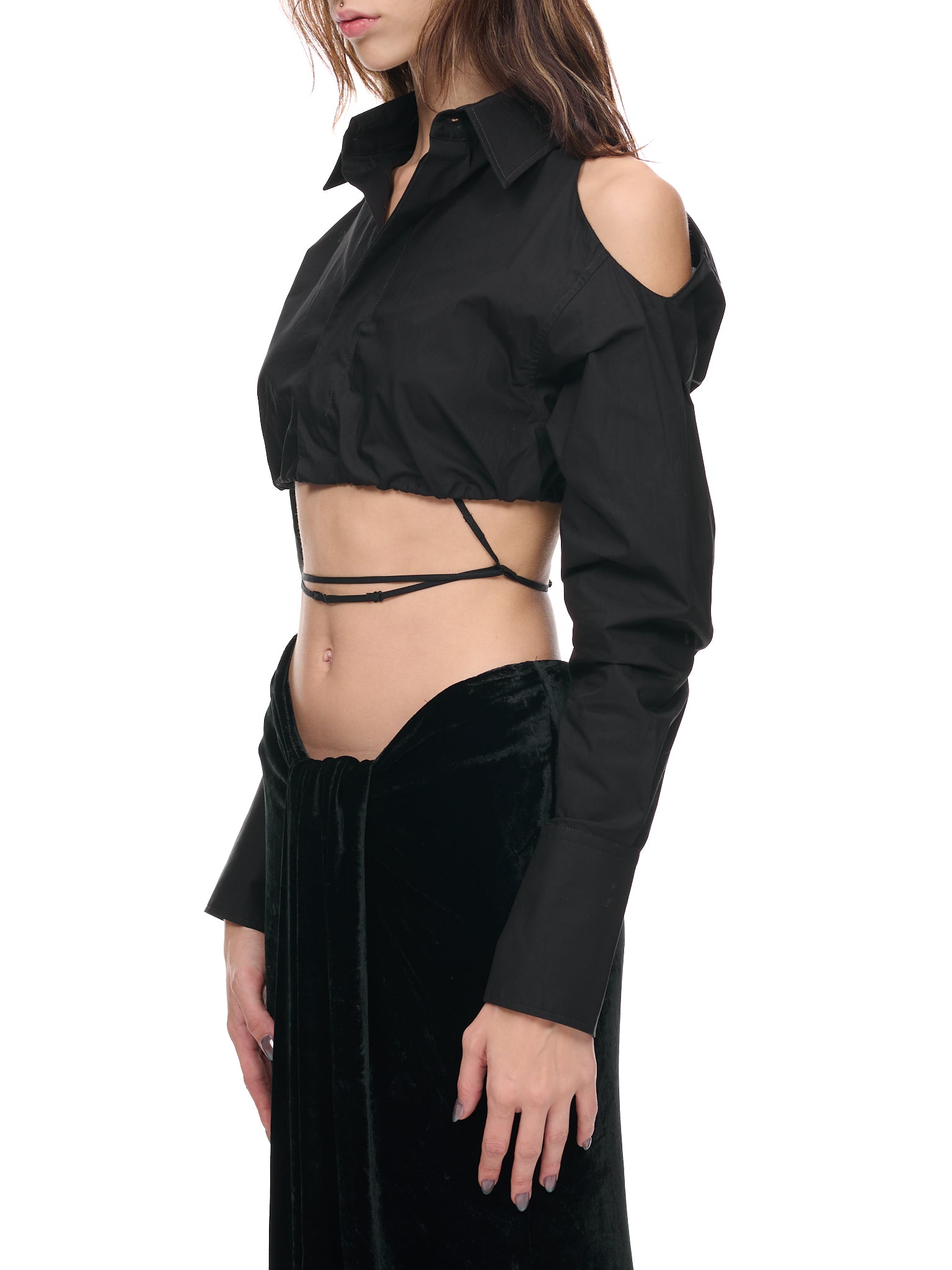 Shoulder Cut-Out Shirt (SHT013-BLACK)