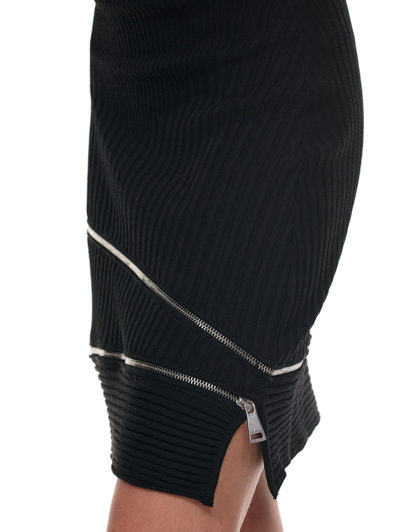 Knit Zip Mini Skirt (SK09770473-BLACK)
