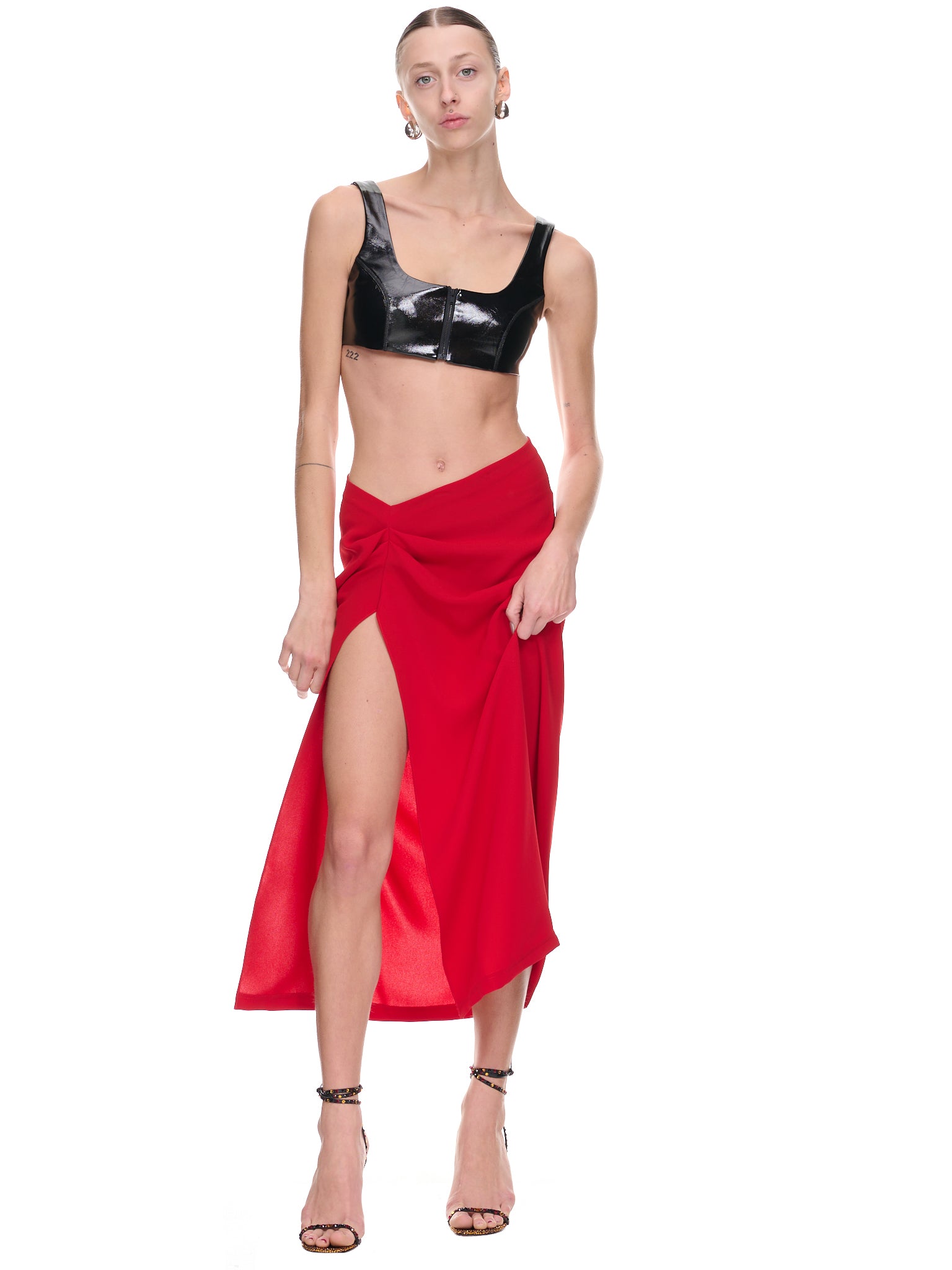Ruched Skirt (SS23SK10-RED)