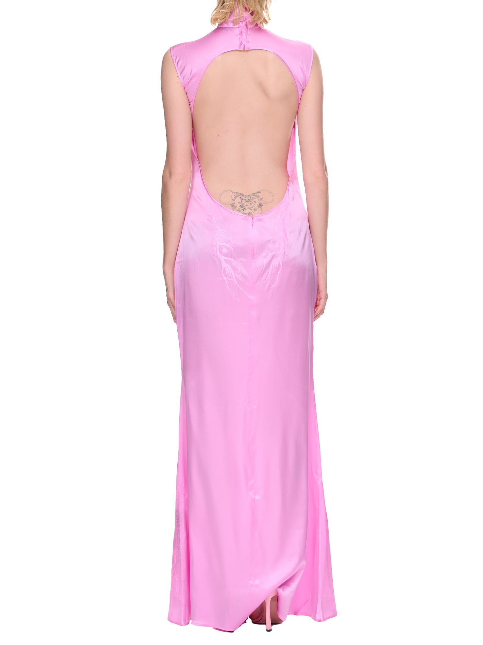 pink silk dress nearby Mirabella Pink Satin Sorbet Maxi Dress - XL Size - Women's Dresses