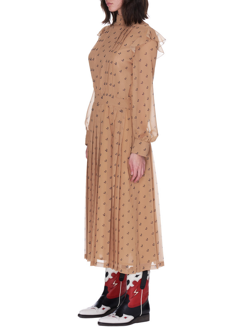 Pleated Cherry Dress (SU1A1702-BEIGE-BASE)