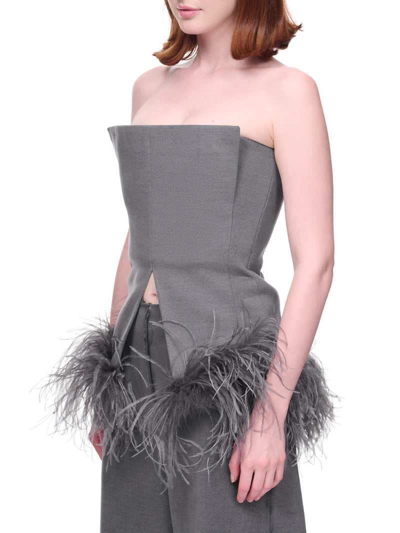 Draco Corset Top (T-152-DRACO-FTH-CHARCOAL)